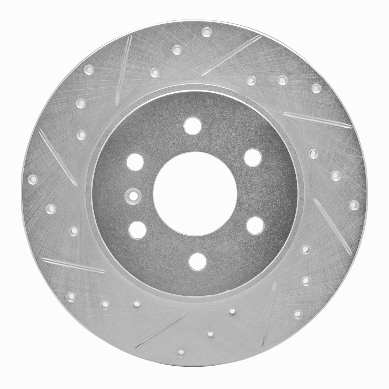 E-Line Drilled & Slotted Silver Brake Rotor, 2006-2009 GM, Position: Rear Left