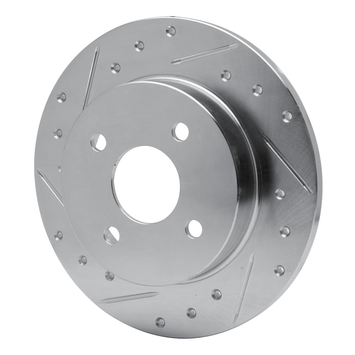 E-Line Drilled & Slotted Silver Brake Rotor, 1991-1998 GM, Position: Rear Left