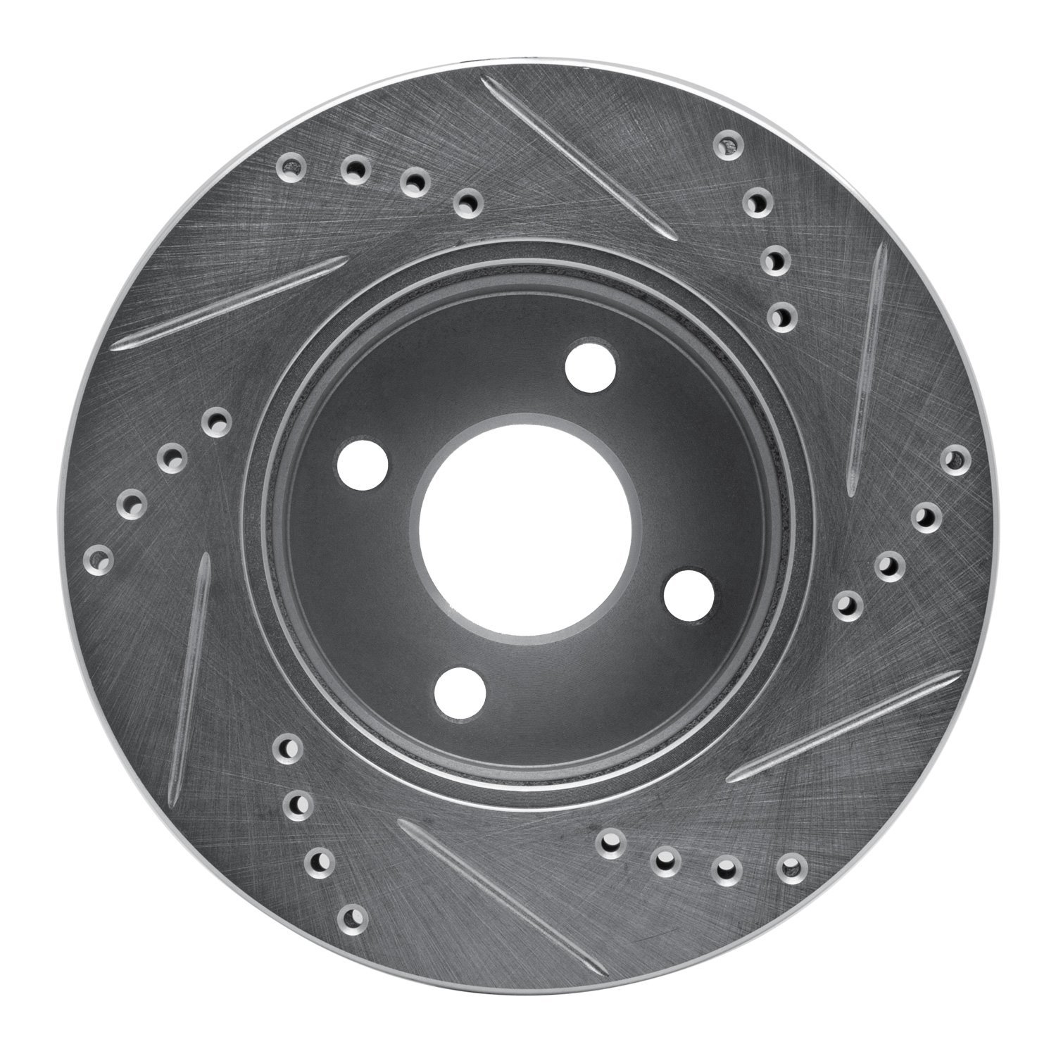 E-Line Drilled & Slotted Silver Brake Rotor, 2003-2010 GM, Position: Front Left