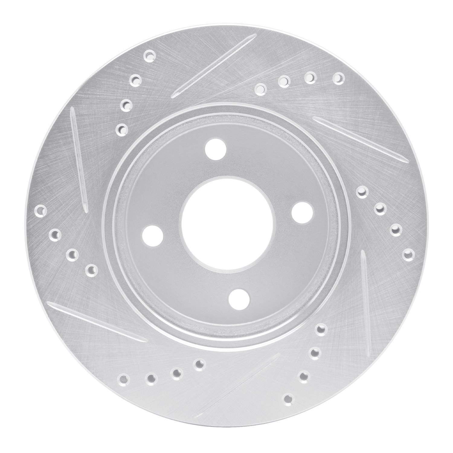 E-Line Drilled & Slotted Silver Brake Rotor, 2003-2010 GM, Position: Front Right