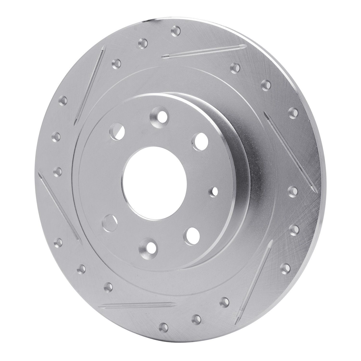 E-Line Drilled & Slotted Silver Brake Rotor, 1990-2003 Ford/Lincoln/Mercury/Mazda, Position: Rear Left