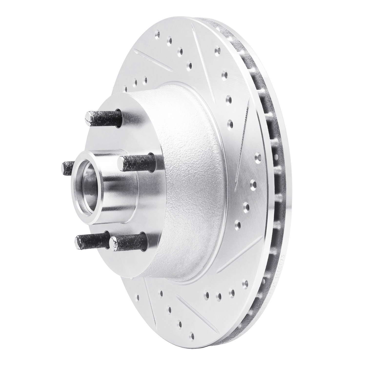 E-Line Drilled & Slotted Silver Brake Rotor, 1968-1970 Ford/Lincoln/Mercury/Mazda, Position: Front Right