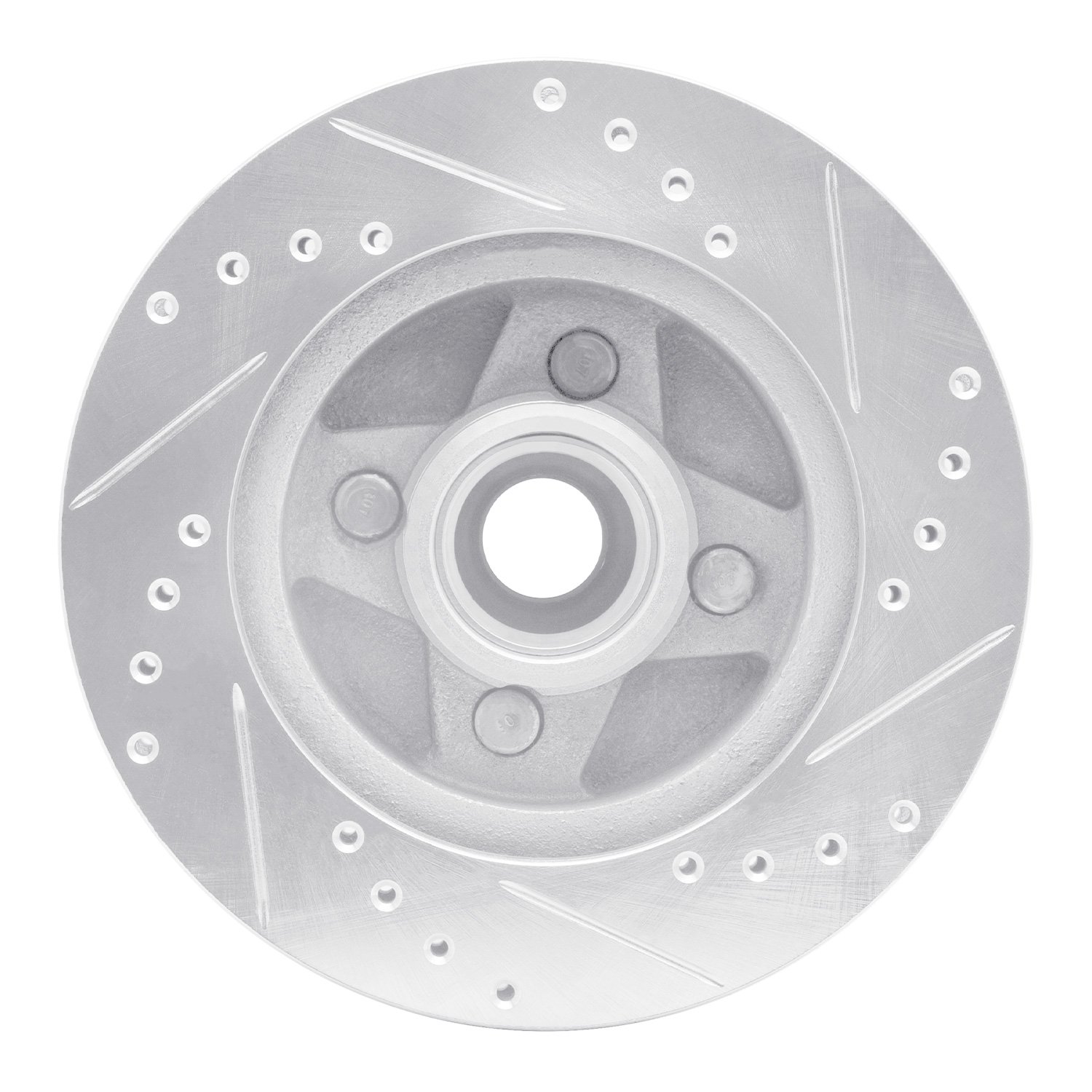 E-Line Drilled & Slotted Silver Brake Rotor, 1987-1988 Ford/Lincoln/Mercury/Mazda, Position: Front Left