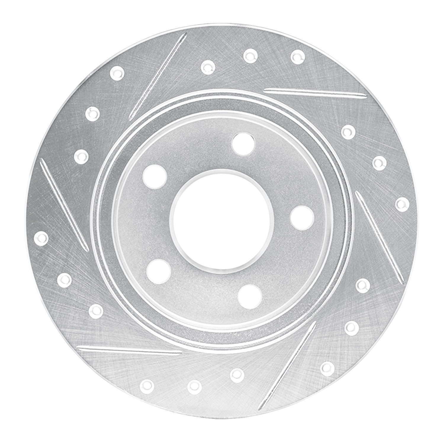 E-Line Drilled & Slotted Silver Brake Rotor, 1993-2005 Ford/Lincoln/Mercury/Mazda, Position: Rear Right