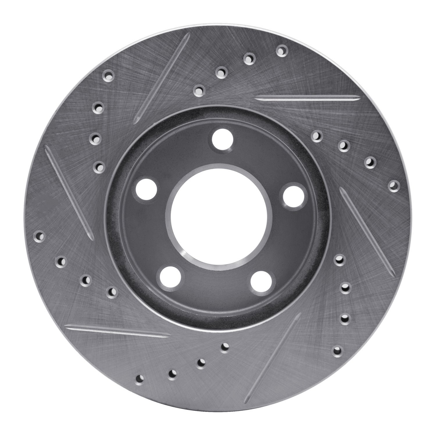 E-Line Drilled & Slotted Silver Brake Rotor, 1994-2004 Ford/Lincoln/Mercury/Mazda, Position: Front Right