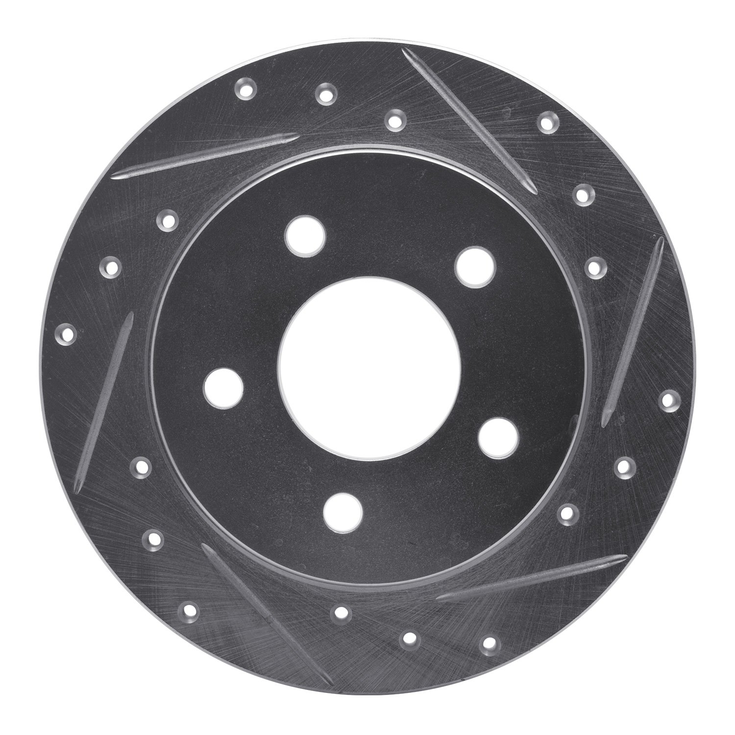 E-Line Drilled & Slotted Silver Brake Rotor, 1994-2004 Ford/Lincoln/Mercury/Mazda, Position: Rear Right