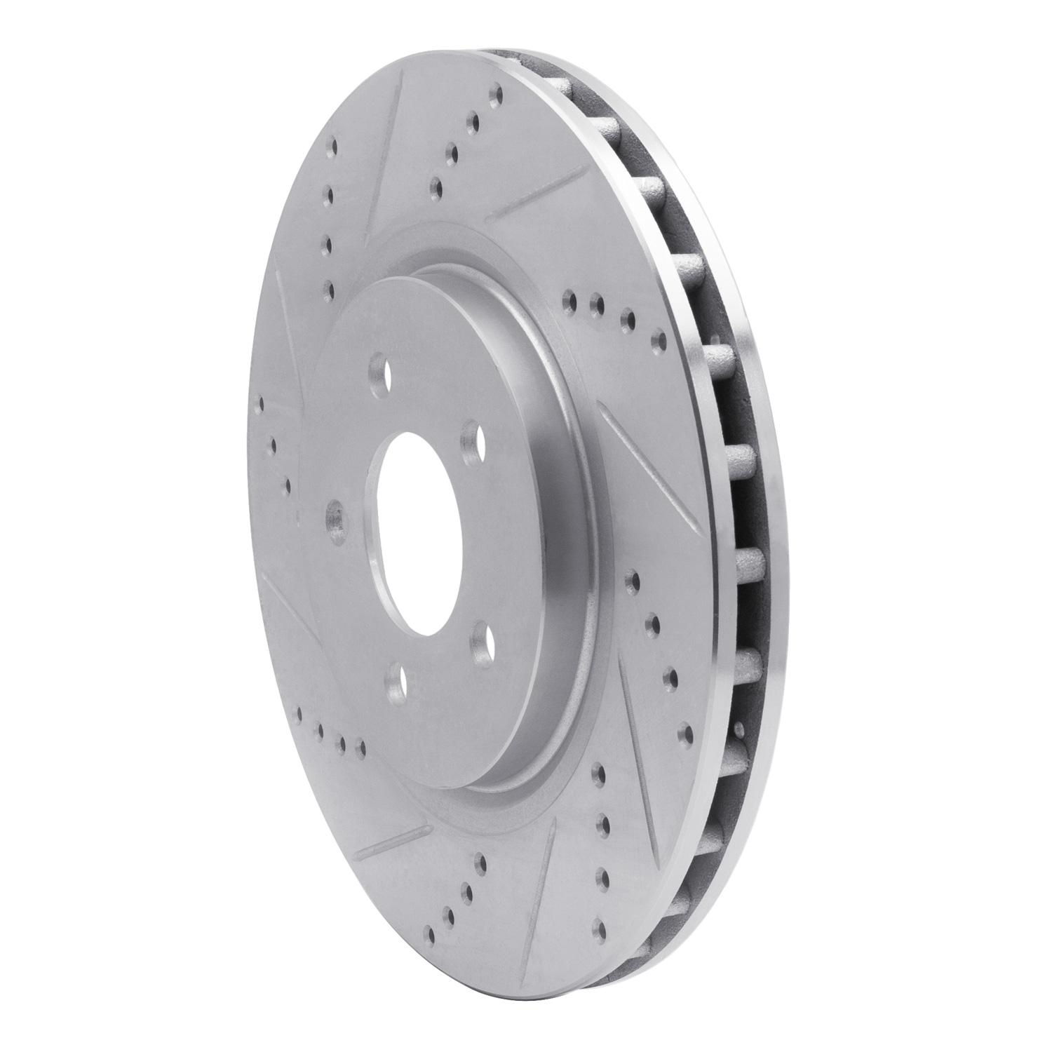 E-Line Drilled & Slotted Silver Brake Rotor, 1994-2004 Ford/Lincoln/Mercury/Mazda, Position: Front Left