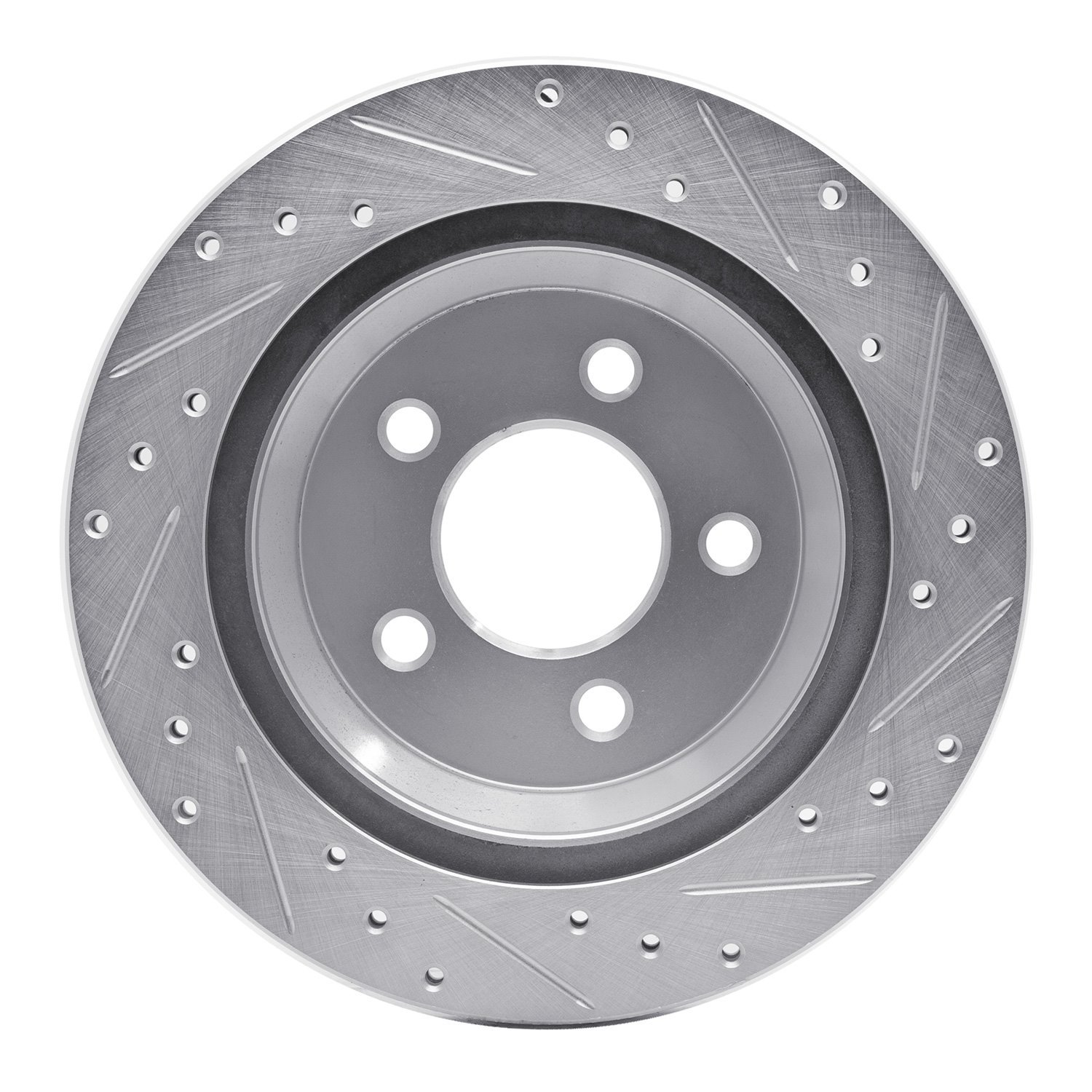 E-Line Drilled & Slotted Silver Brake Rotor, 1994-2004 Ford/Lincoln/Mercury/Mazda, Position: Rear Left