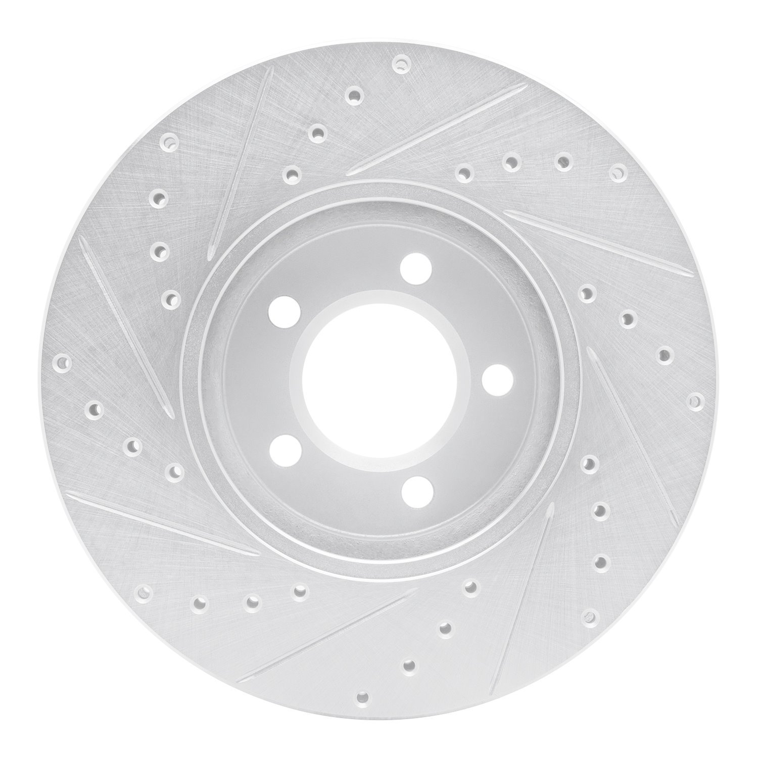 E-Line Drilled & Slotted Silver Brake Rotor, 2000-2006 Fits Multiple Makes/Models, Position: Front Right