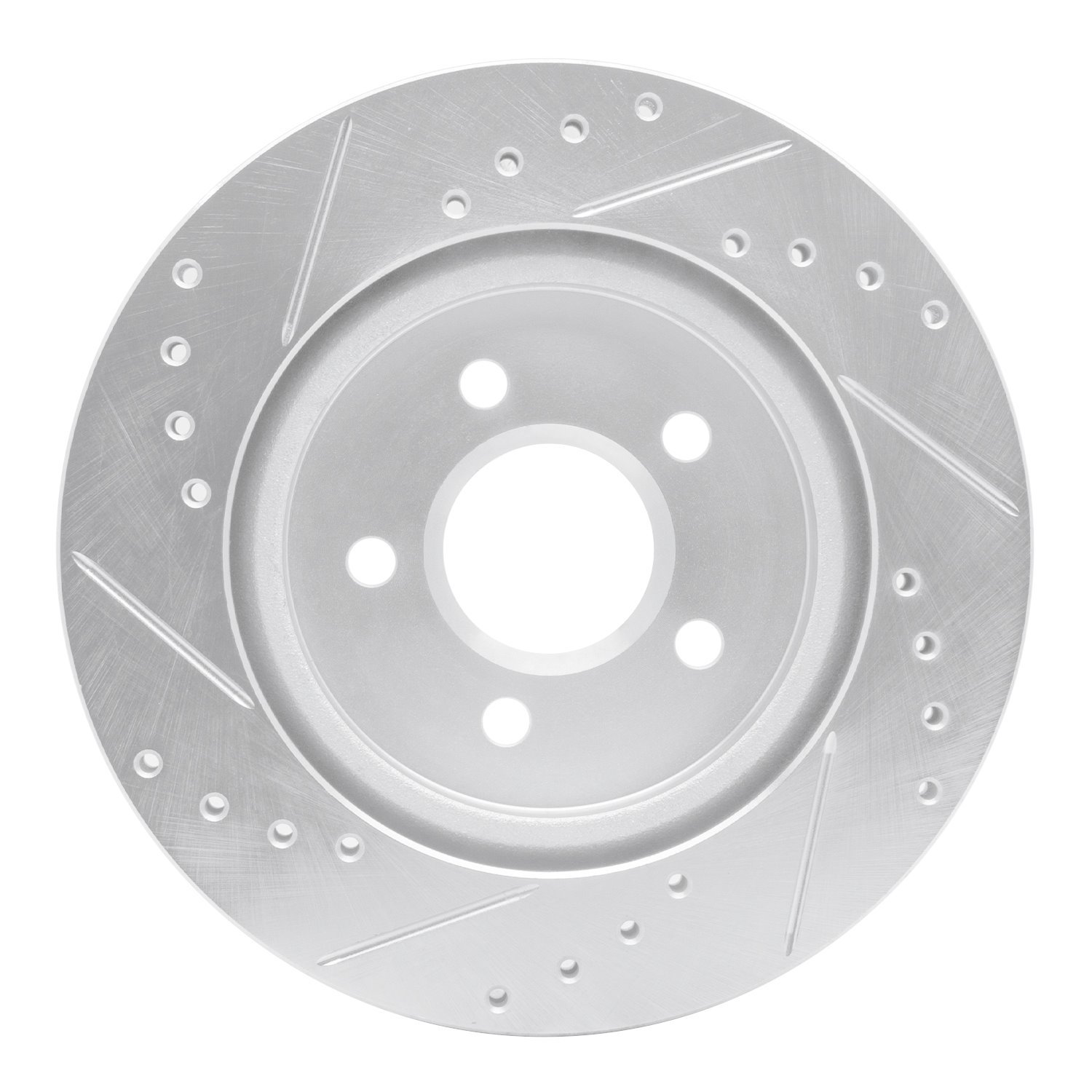 E-Line Drilled & Slotted Silver Brake Rotor, 2000-2006 Fits Multiple Makes/Models, Position: Rear Right