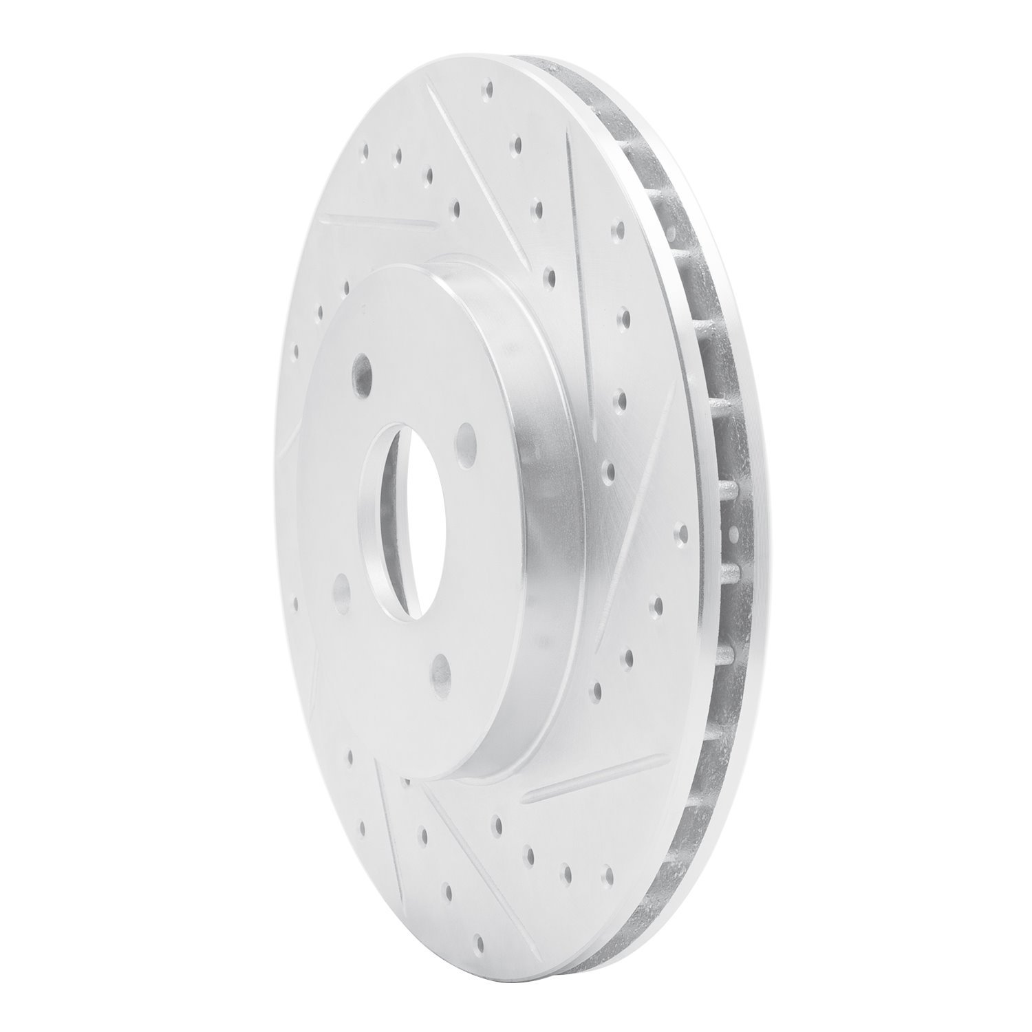 E-Line Drilled & Slotted Silver Brake Rotor, 2002-2004 Ford/Lincoln/Mercury/Mazda, Position: Front Right
