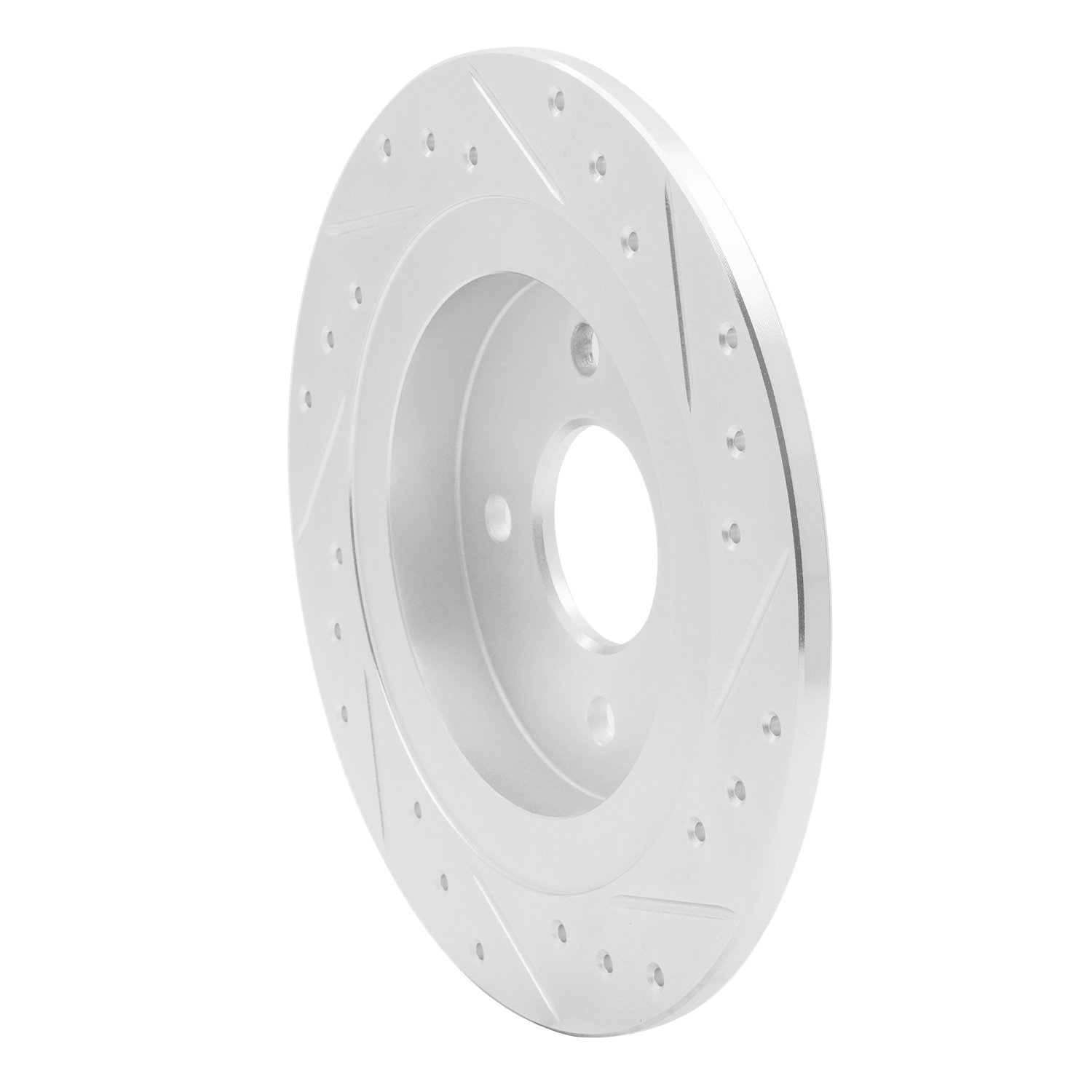 E-Line Drilled & Slotted Silver Brake Rotor, 2002-2004 Ford/Lincoln/Mercury/Mazda, Position: Rear Left
