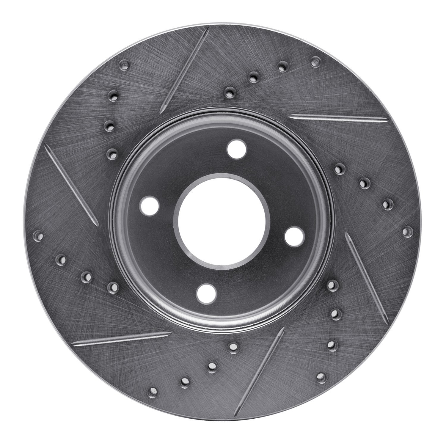 E-Line Drilled & Slotted Silver Brake Rotor, 2005-2012 Ford/Lincoln/Mercury/Mazda, Position: Front Right