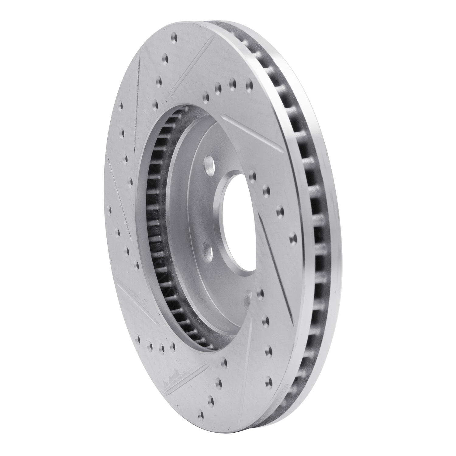 E-Line Drilled & Slotted Silver Brake Rotor, 2005-2010 Ford/Lincoln/Mercury/Mazda, Position: Front Right