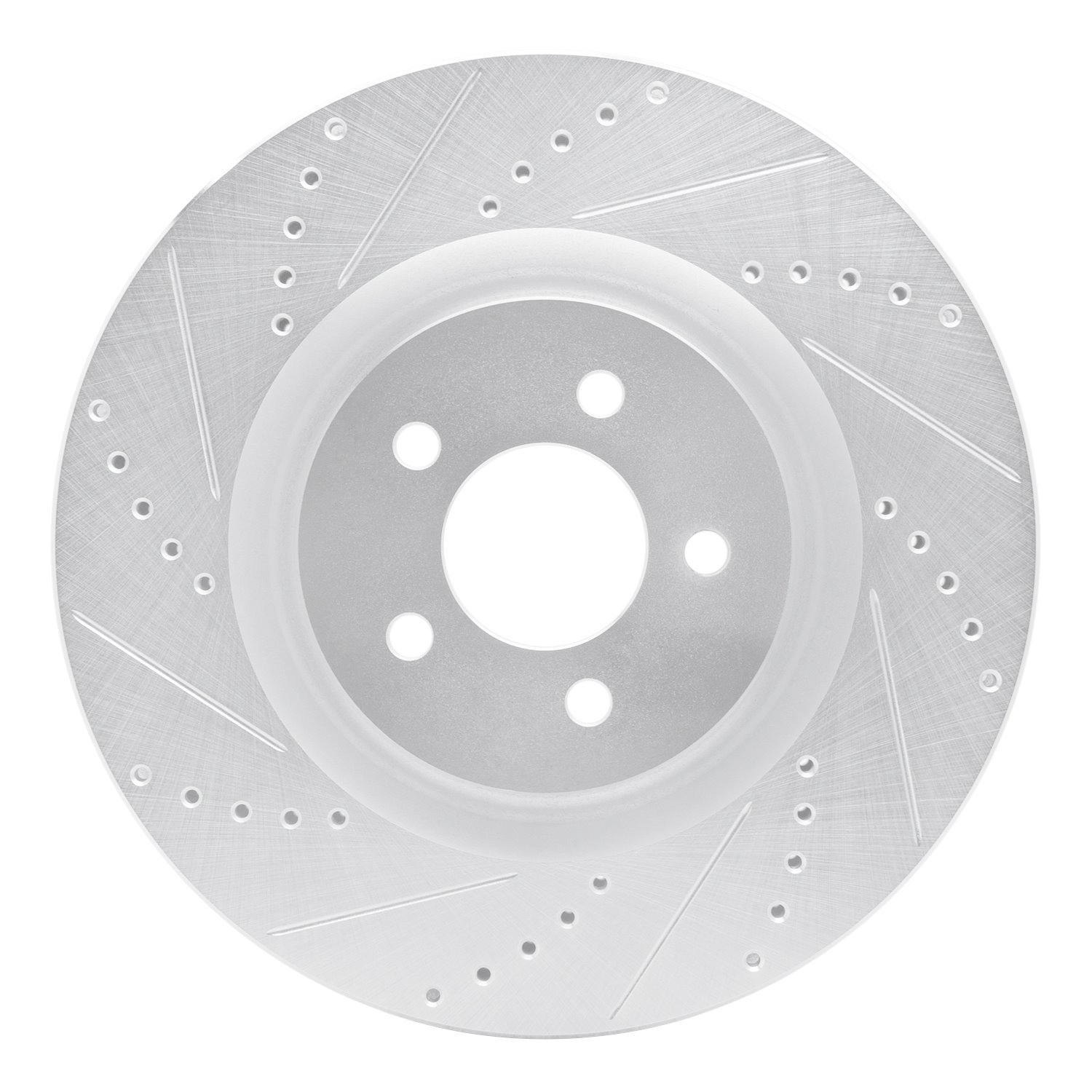 E-Line Drilled & Slotted Silver Brake Rotor, 2007-2014 Ford/Lincoln/Mercury/Mazda, Position: Front Left