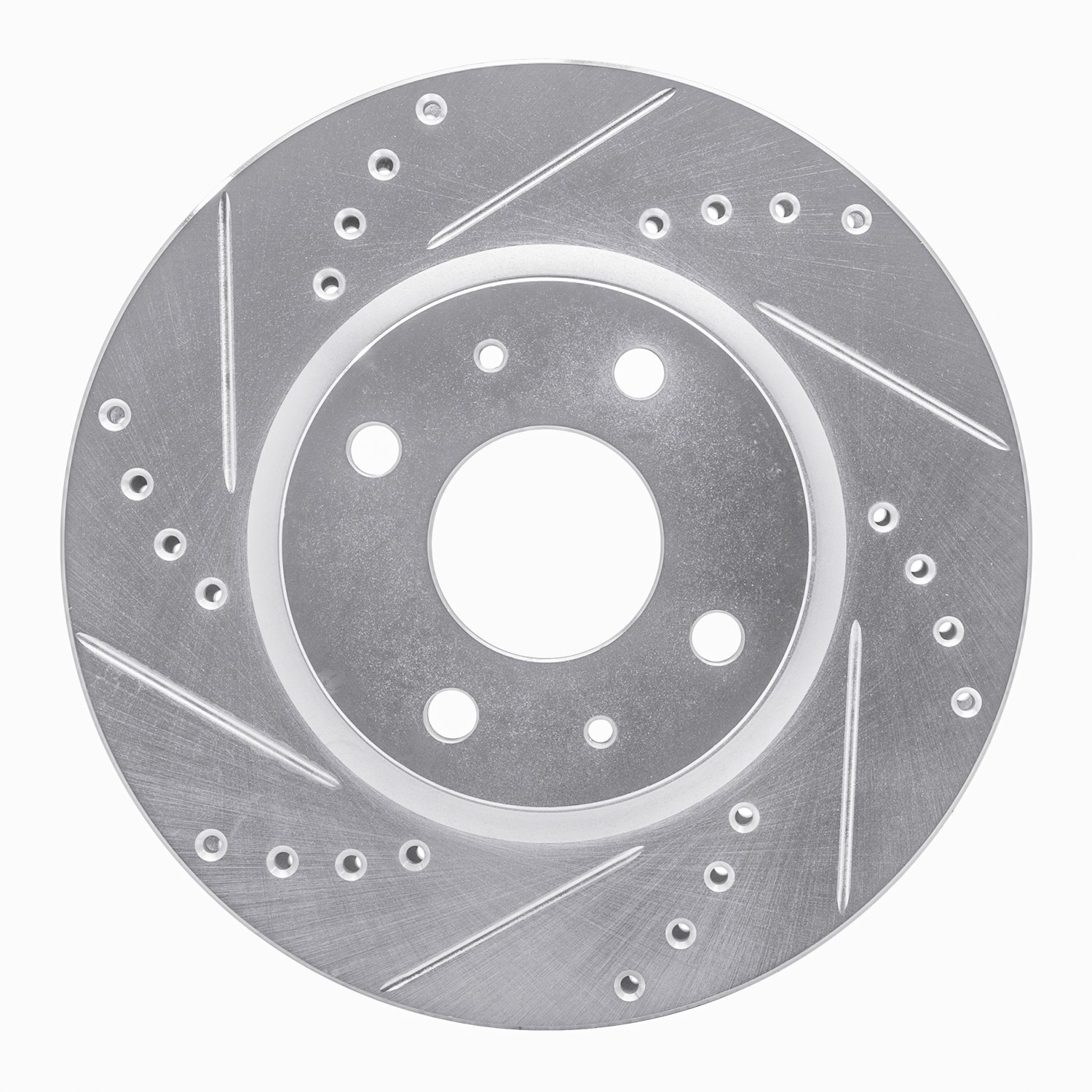 E-Line Drilled & Slotted Silver Brake Rotor, 2008-2011 Ford/Lincoln/Mercury/Mazda, Position: Front Left