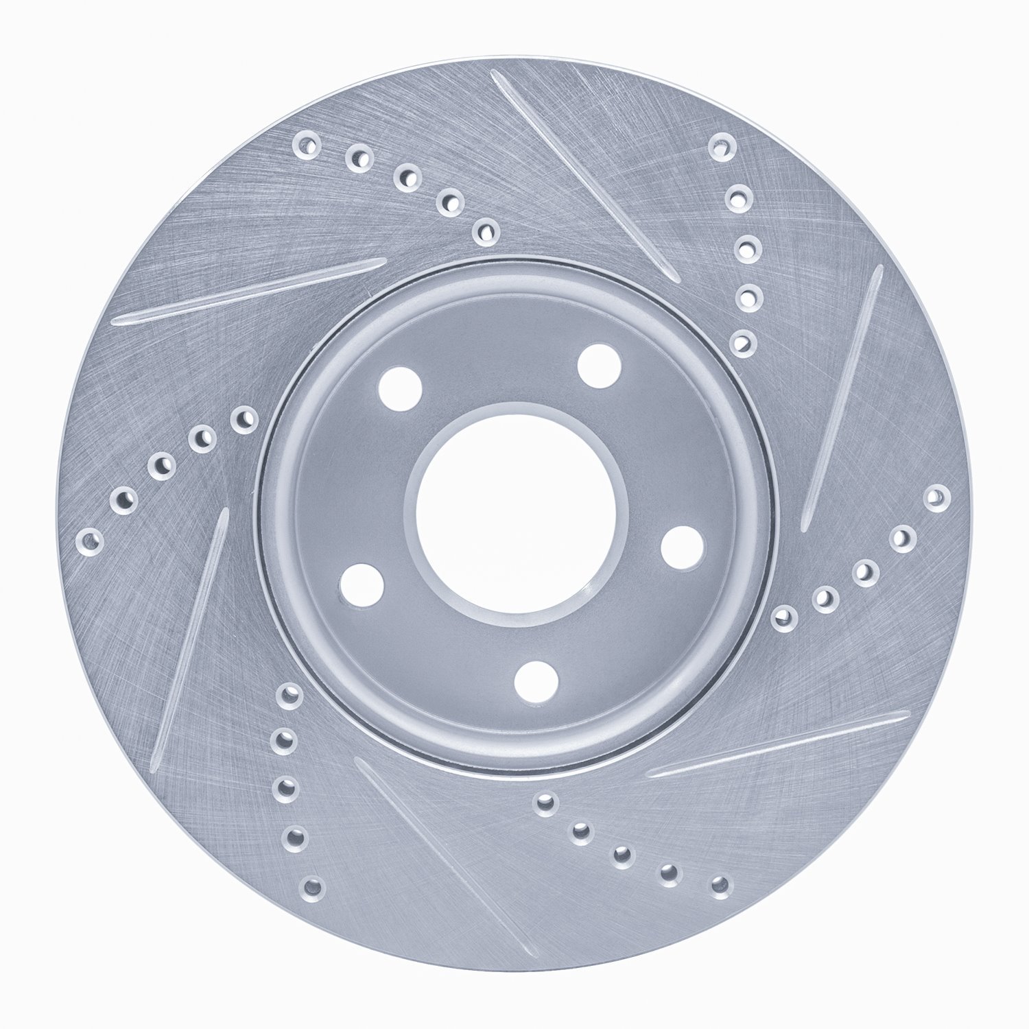 E-Line Drilled & Slotted Silver Brake Rotor, 2012-2018 Fits Multiple Makes/Models, Position: Front Left