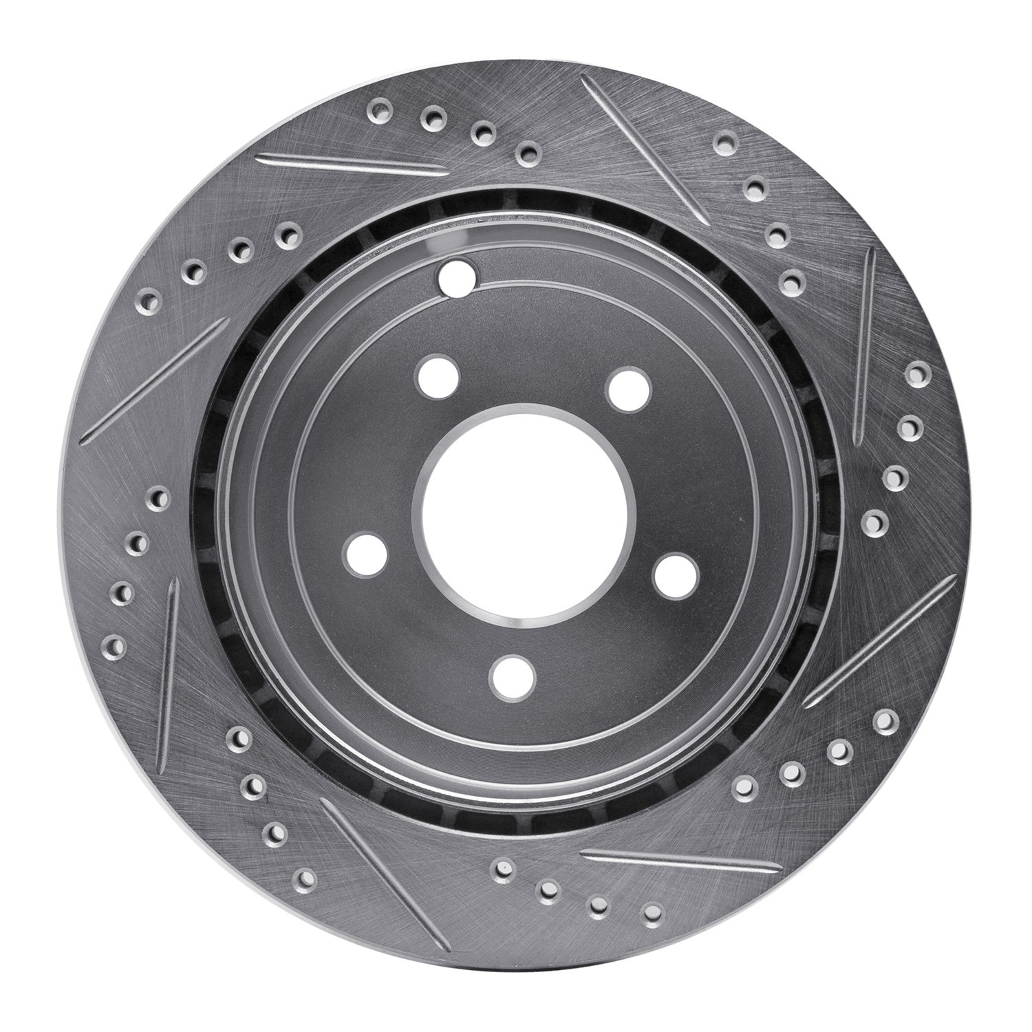 E-Line Drilled & Slotted Silver Brake Rotor, 2007-2010 Ford/Lincoln/Mercury/Mazda, Position: Rear Left