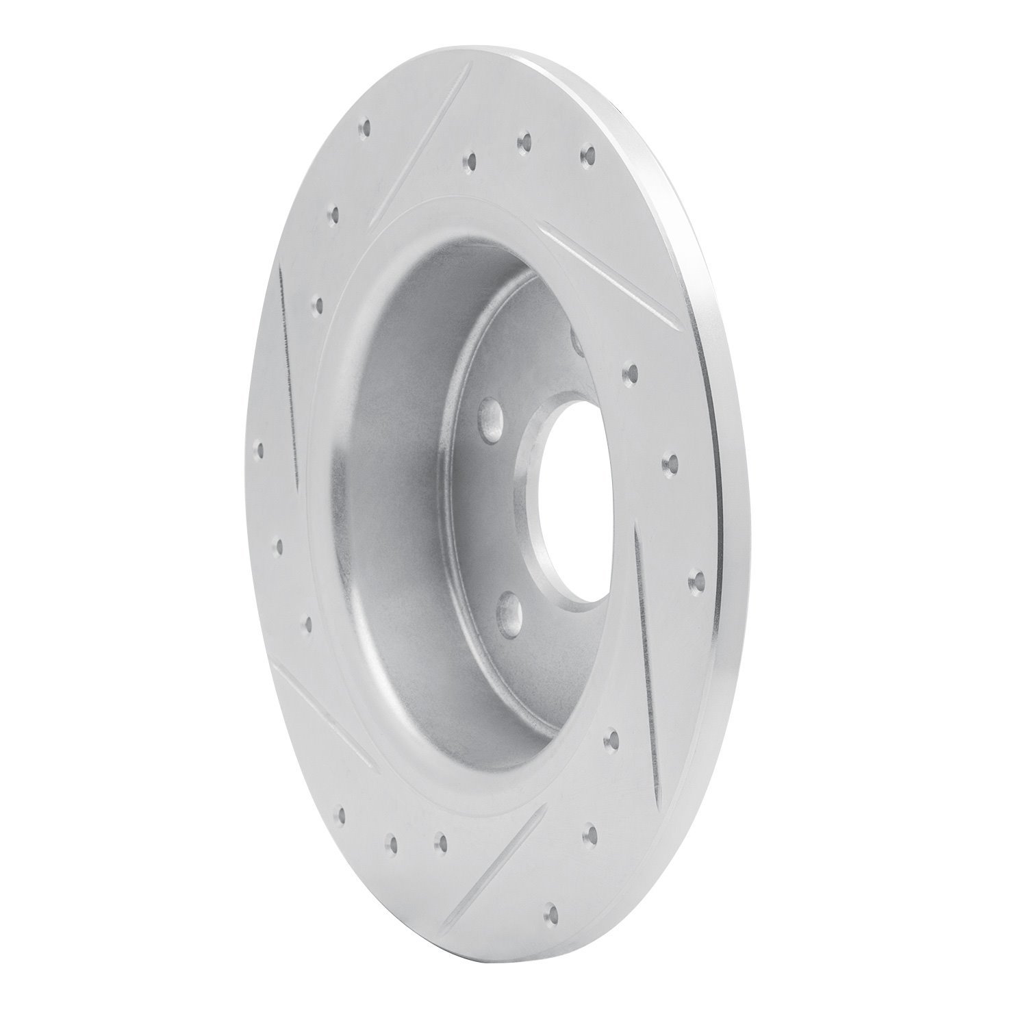 E-Line Drilled & Slotted Silver Brake Rotor, 2013-2018 Ford/Lincoln/Mercury/Mazda, Position: Rear Right