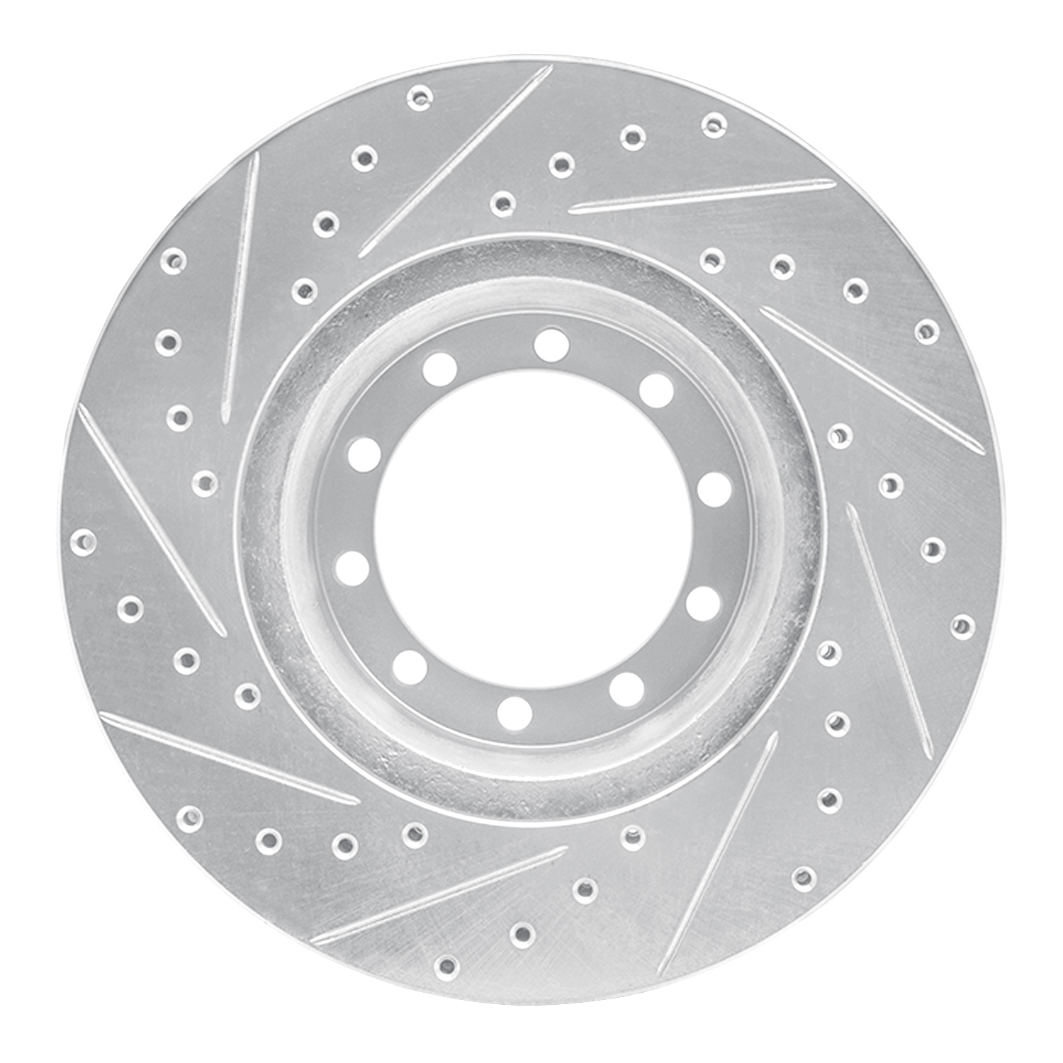 E-Line Drilled & Slotted Silver Brake Rotor, 1988-1998 Ford/Lincoln/Mercury/Mazda, Position: Front & Rear Right