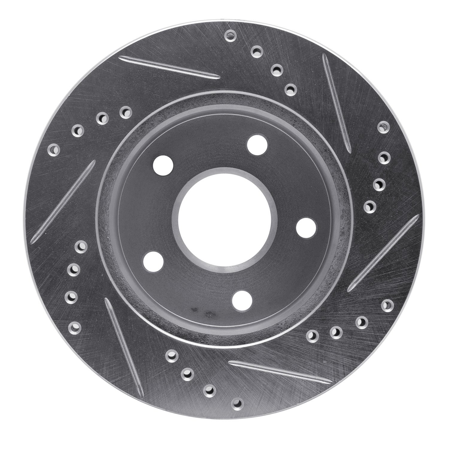 E-Line Drilled & Slotted Silver Brake Rotor, 1990-1997 Ford/Lincoln/Mercury/Mazda, Position: Right Front