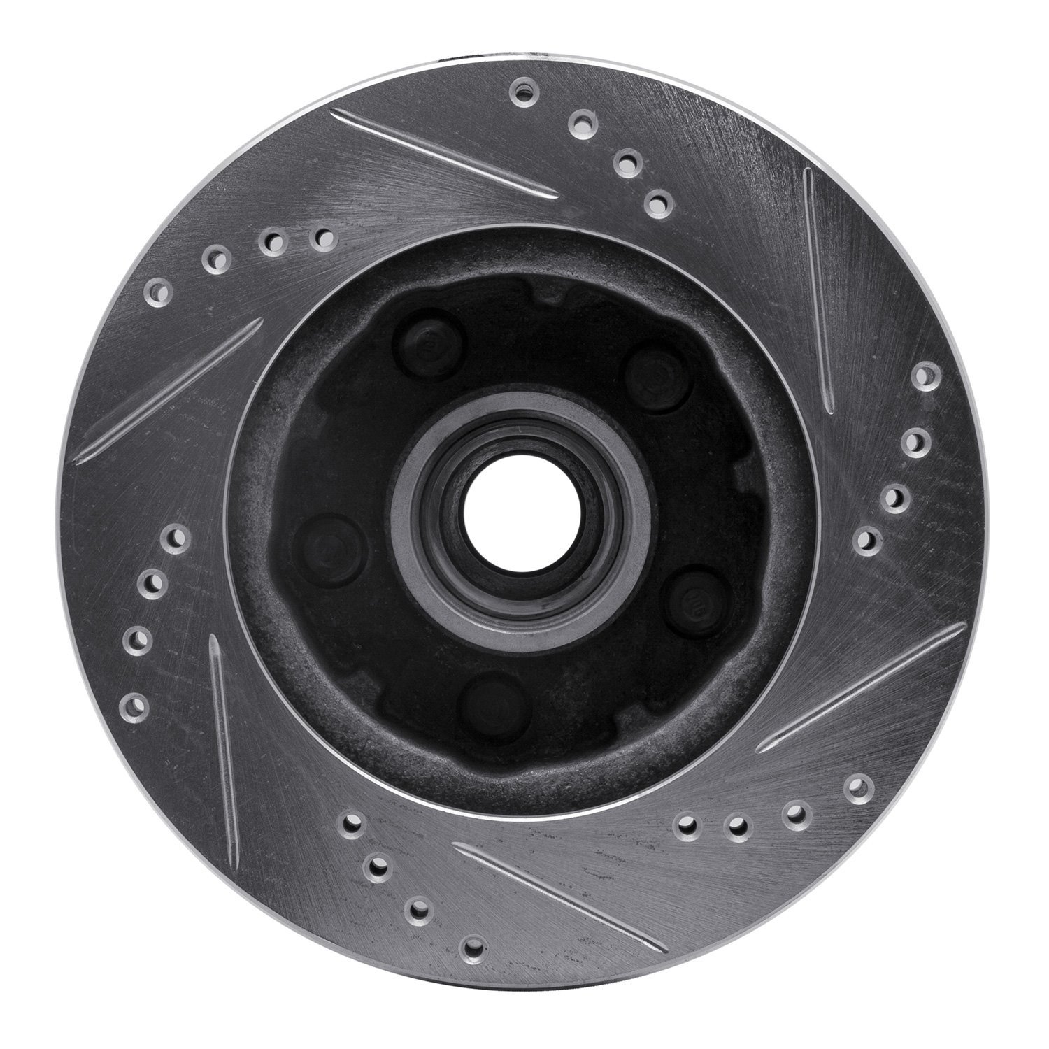E-Line Drilled & Slotted Silver Brake Rotor, 1992-1997 Ford/Lincoln/Mercury/Mazda, Position: Left Front