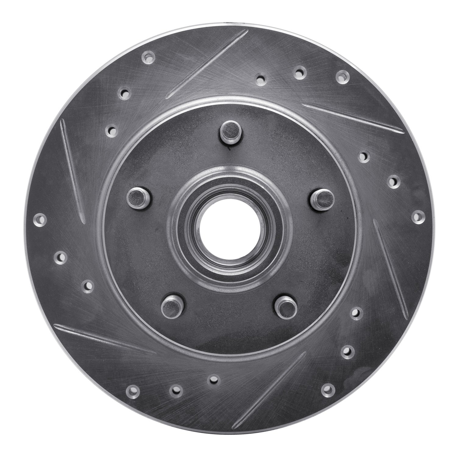 E-Line Drilled & Slotted Silver Brake Rotor, 1991-1994 Ford/Lincoln/Mercury/Mazda, Position: Front Left
