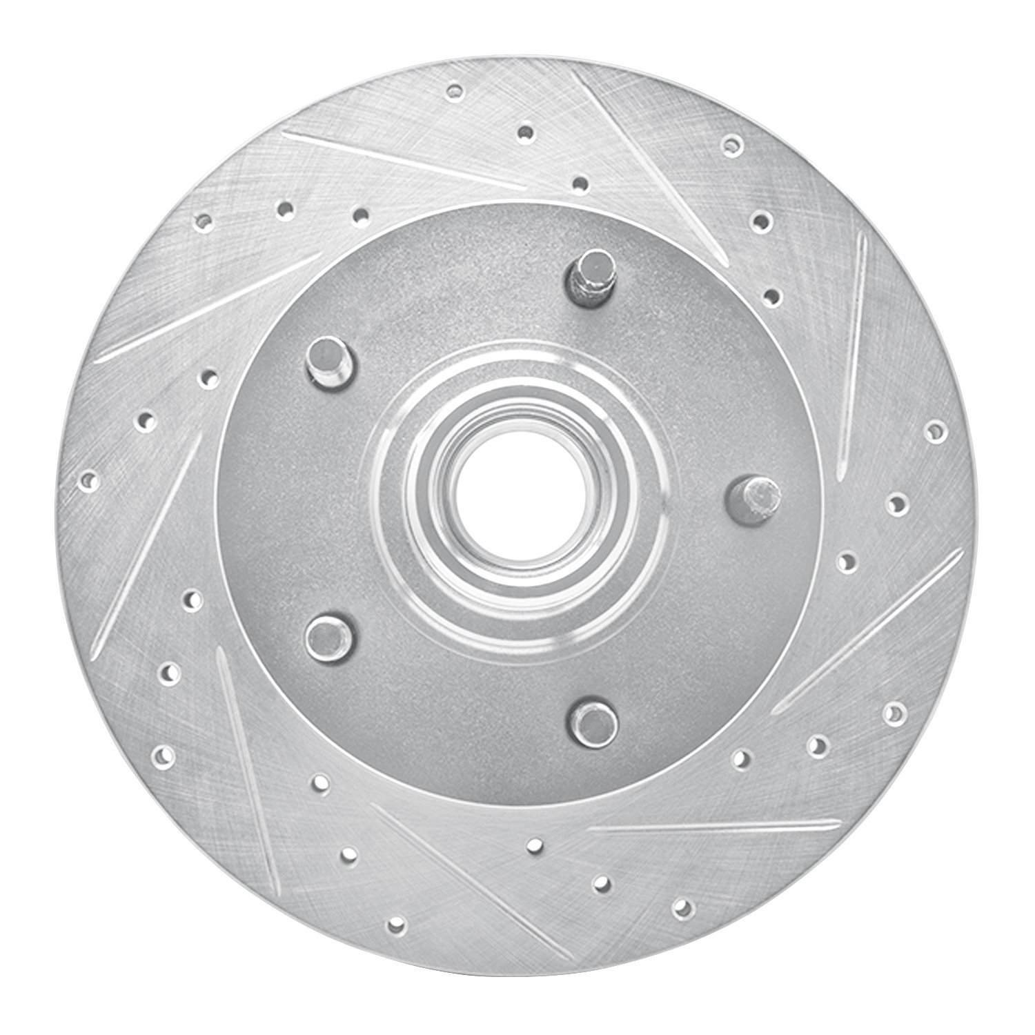 E-Line Drilled & Slotted Silver Brake Rotor, 1994-2003 Ford/Lincoln/Mercury/Mazda, Position: Front Right