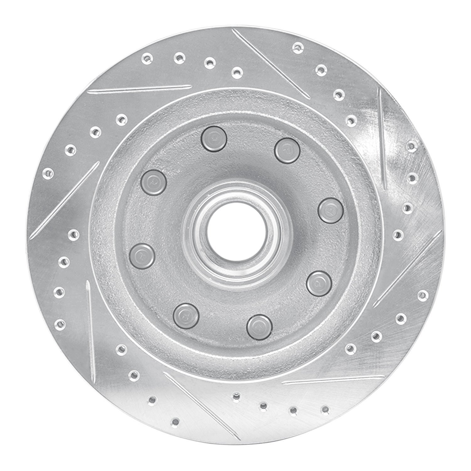 E-Line Drilled & Slotted Silver Brake Rotor, 1995-2004 Ford/Lincoln/Mercury/Mazda, Position: Front Left