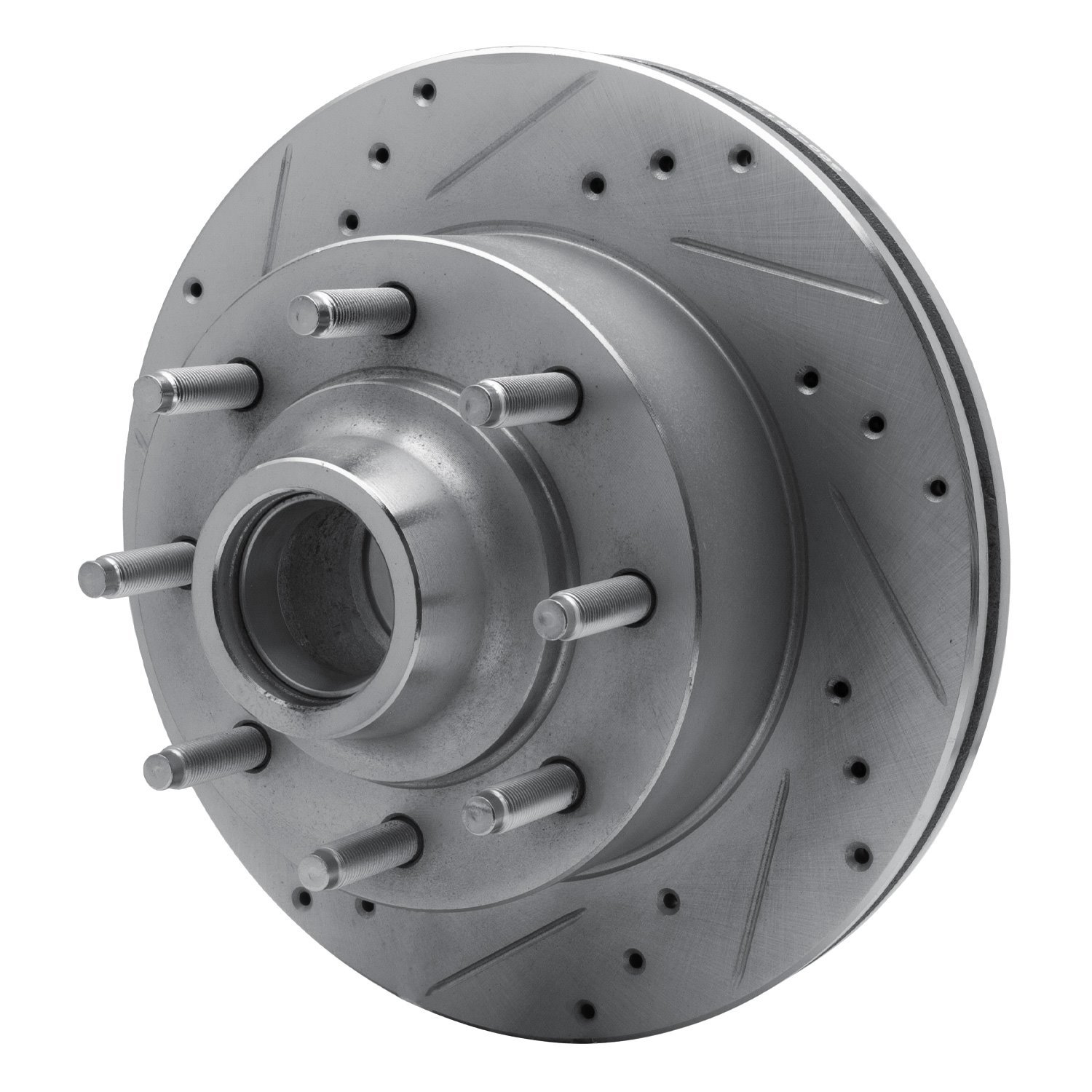 E-Line Drilled & Slotted Silver Brake Rotor, 1995-2007 Ford/Lincoln/Mercury/Mazda, Position: Front Left