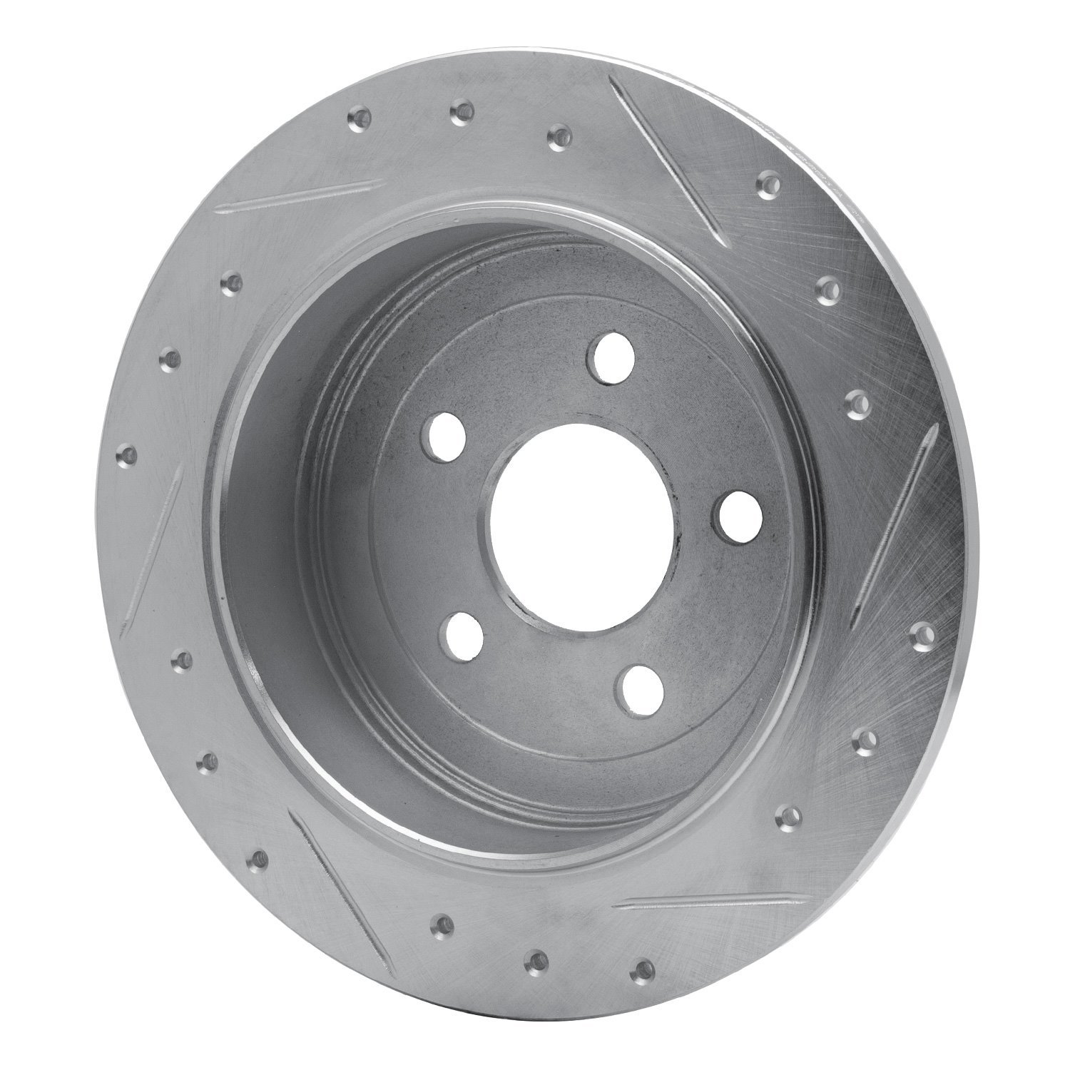 E-Line Drilled & Slotted Silver Brake Rotor, 1995-2003 Ford/Lincoln/Mercury/Mazda, Position: Rear Left