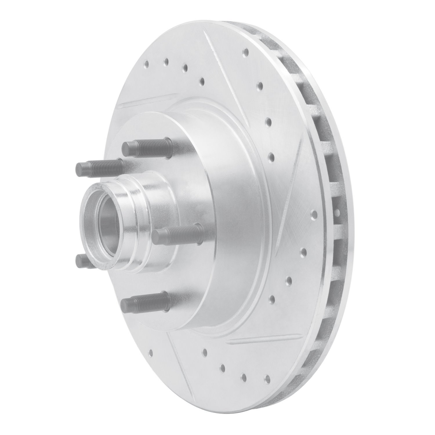 E-Line Drilled & Slotted Silver Brake Rotor, 1995-2011 Ford/Lincoln/Mercury/Mazda, Position: Front Right