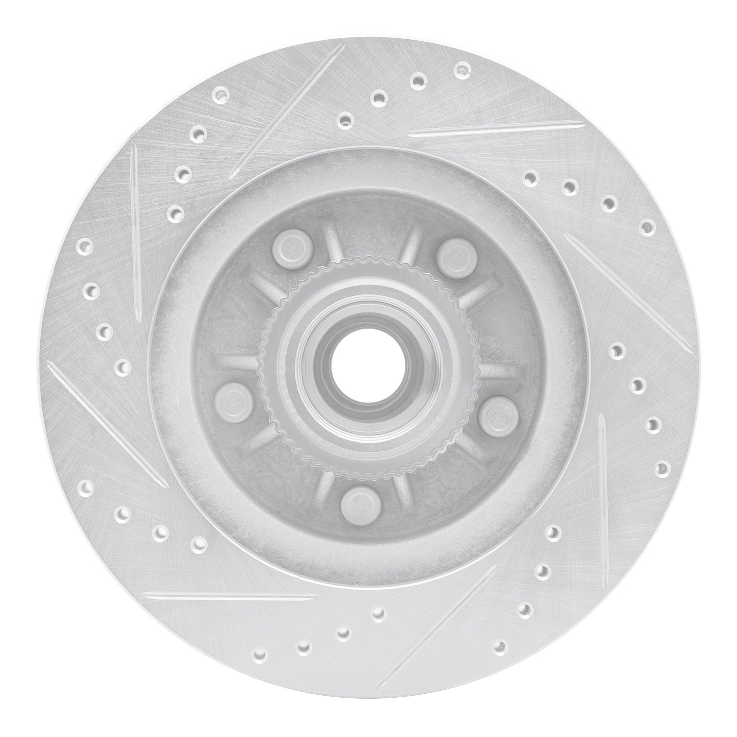 E-Line Drilled & Slotted Silver Brake Rotor, 1997-1999 Ford/Lincoln/Mercury/Mazda, Position: Front Right
