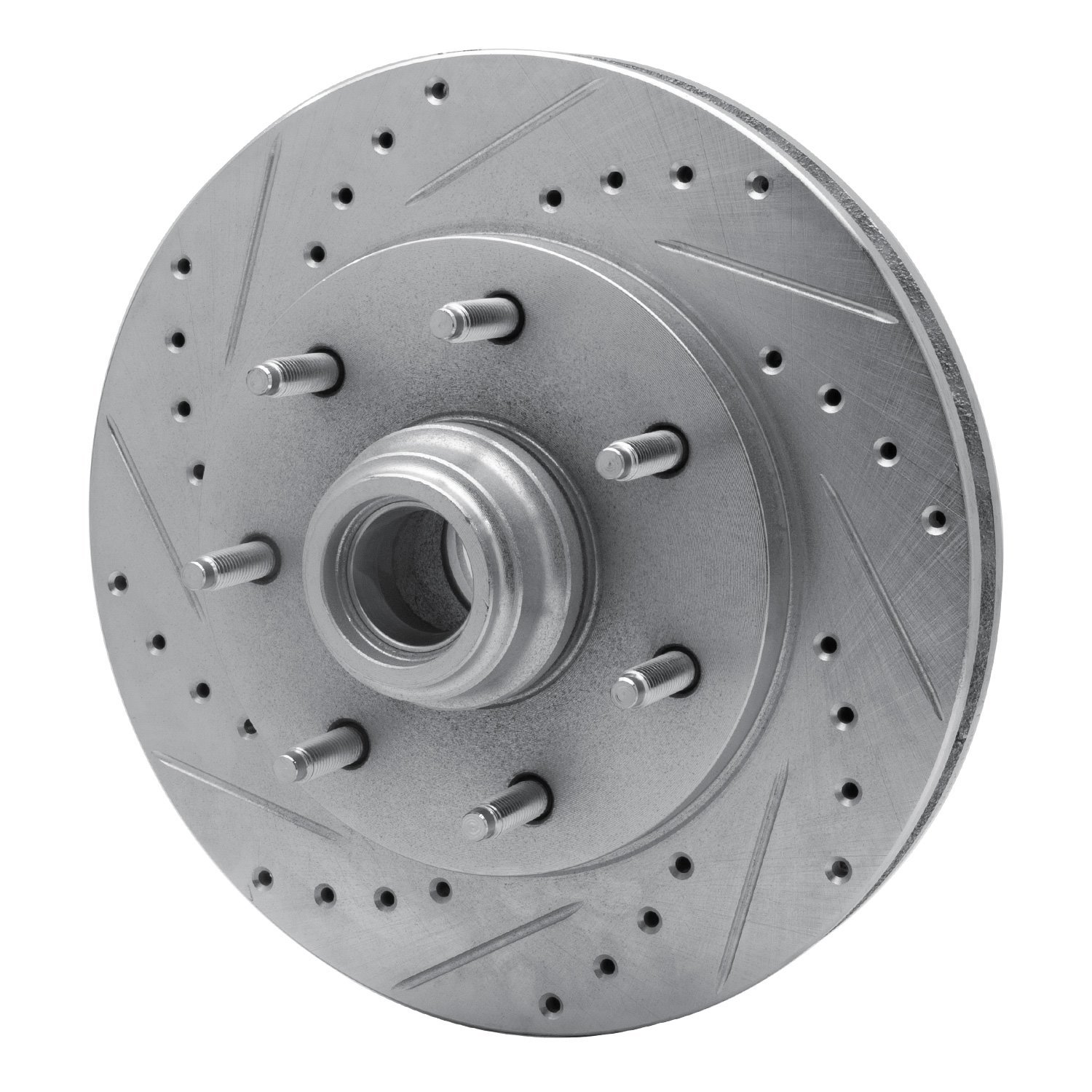 E-Line Drilled & Slotted Silver Brake Rotor, 1997-2004 Ford/Lincoln/Mercury/Mazda, Position: Front Left