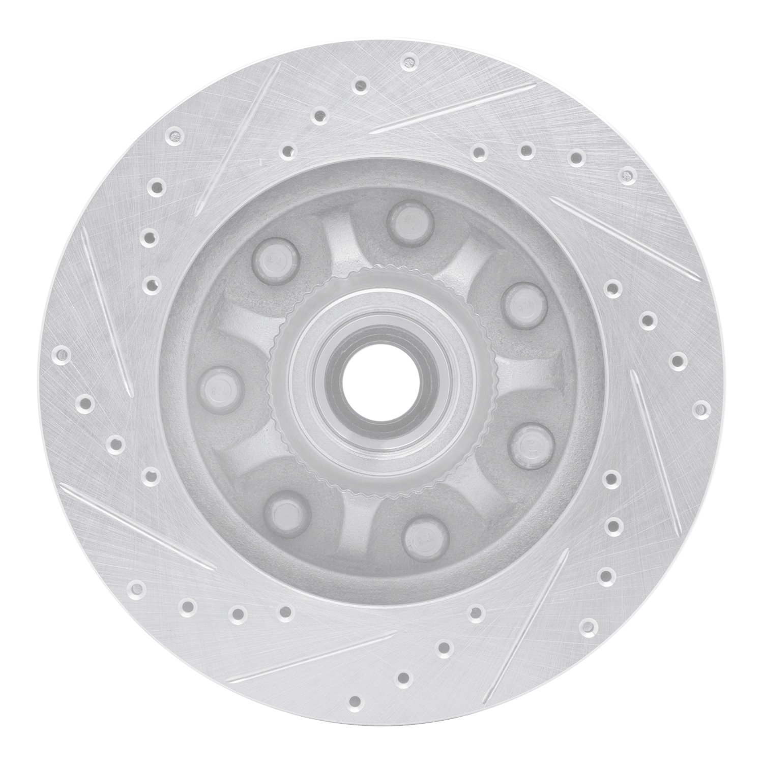 E-Line Drilled & Slotted Silver Brake Rotor, 1997-2004 Ford/Lincoln/Mercury/Mazda, Position: Front Right