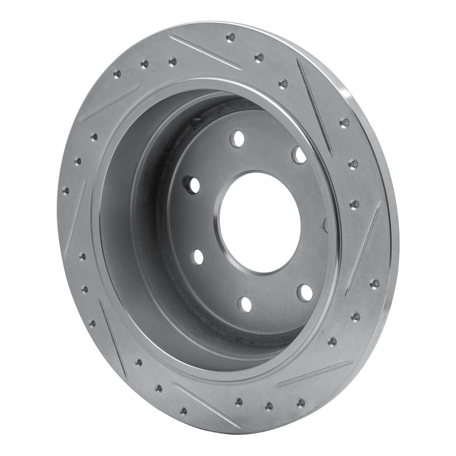 E-Line Drilled & Slotted Silver Brake Rotor, 1997-2004 Ford/Lincoln/Mercury/Mazda, Position: Rear Left