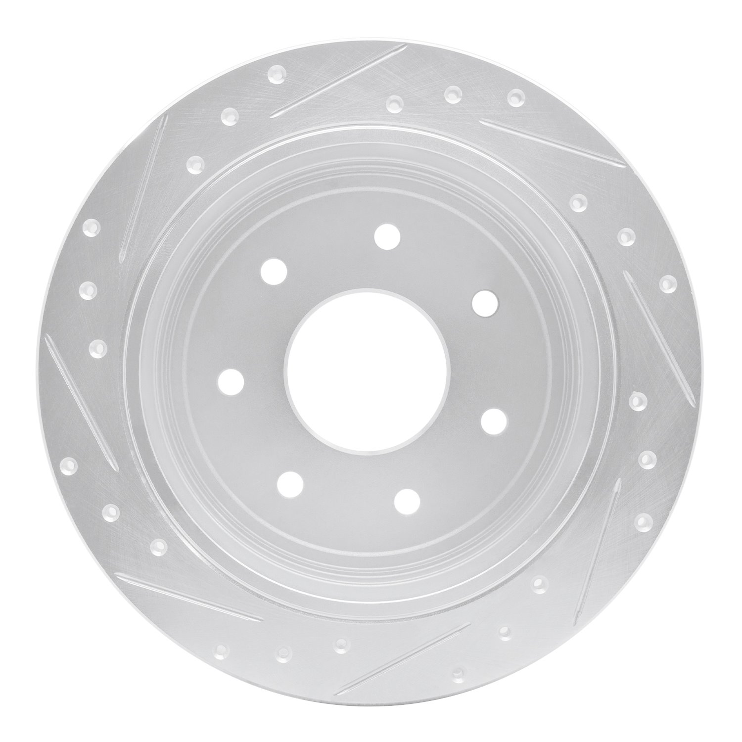 E-Line Drilled & Slotted Silver Brake Rotor, 1997-2004 Ford/Lincoln/Mercury/Mazda, Position: Rear Right
