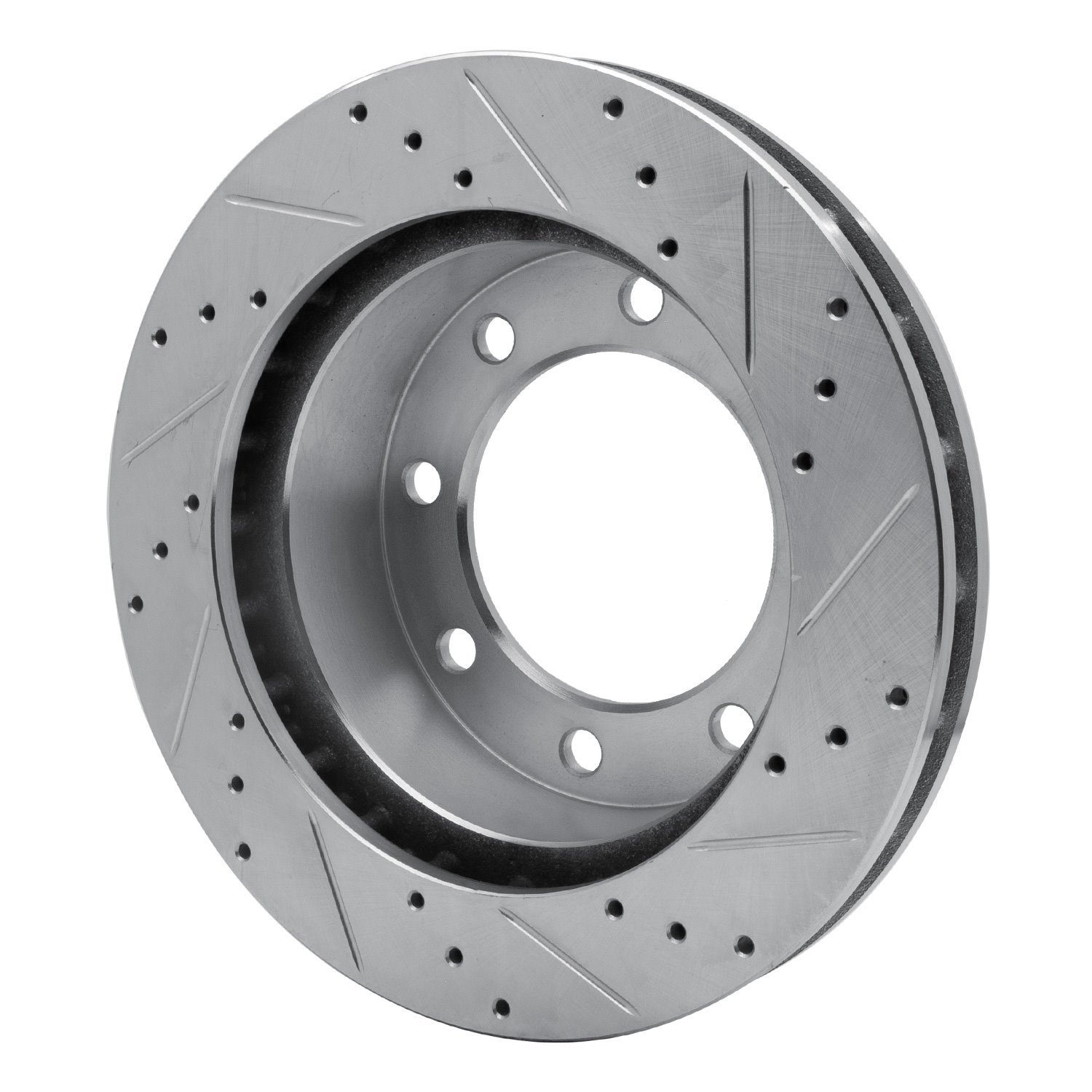 E-Line Drilled & Slotted Silver Brake Rotor, 1999-1999 Ford/Lincoln/Mercury/Mazda, Position: Front Left