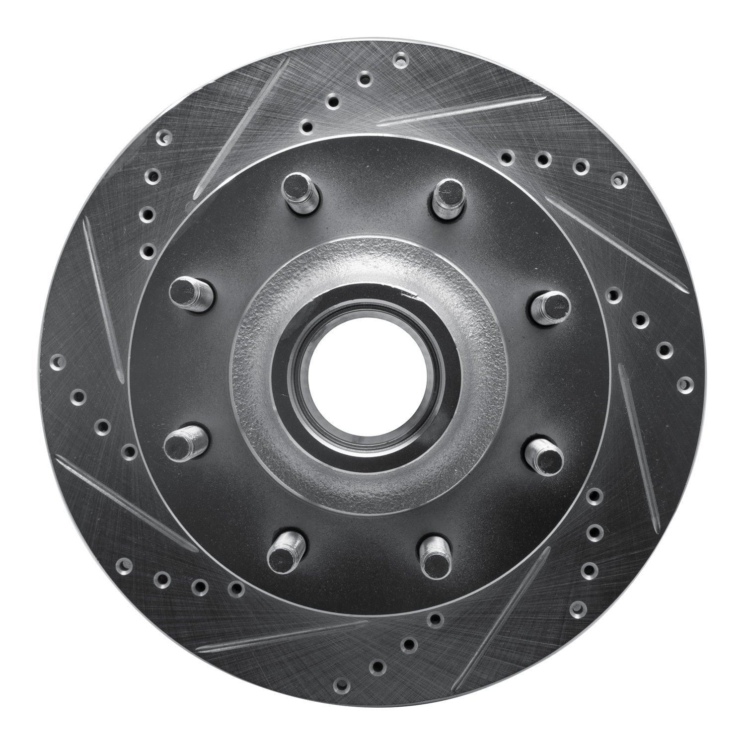 E-Line Drilled & Slotted Silver Brake Rotor, 1999-2002 Ford/Lincoln/Mercury/Mazda, Position: Front Left