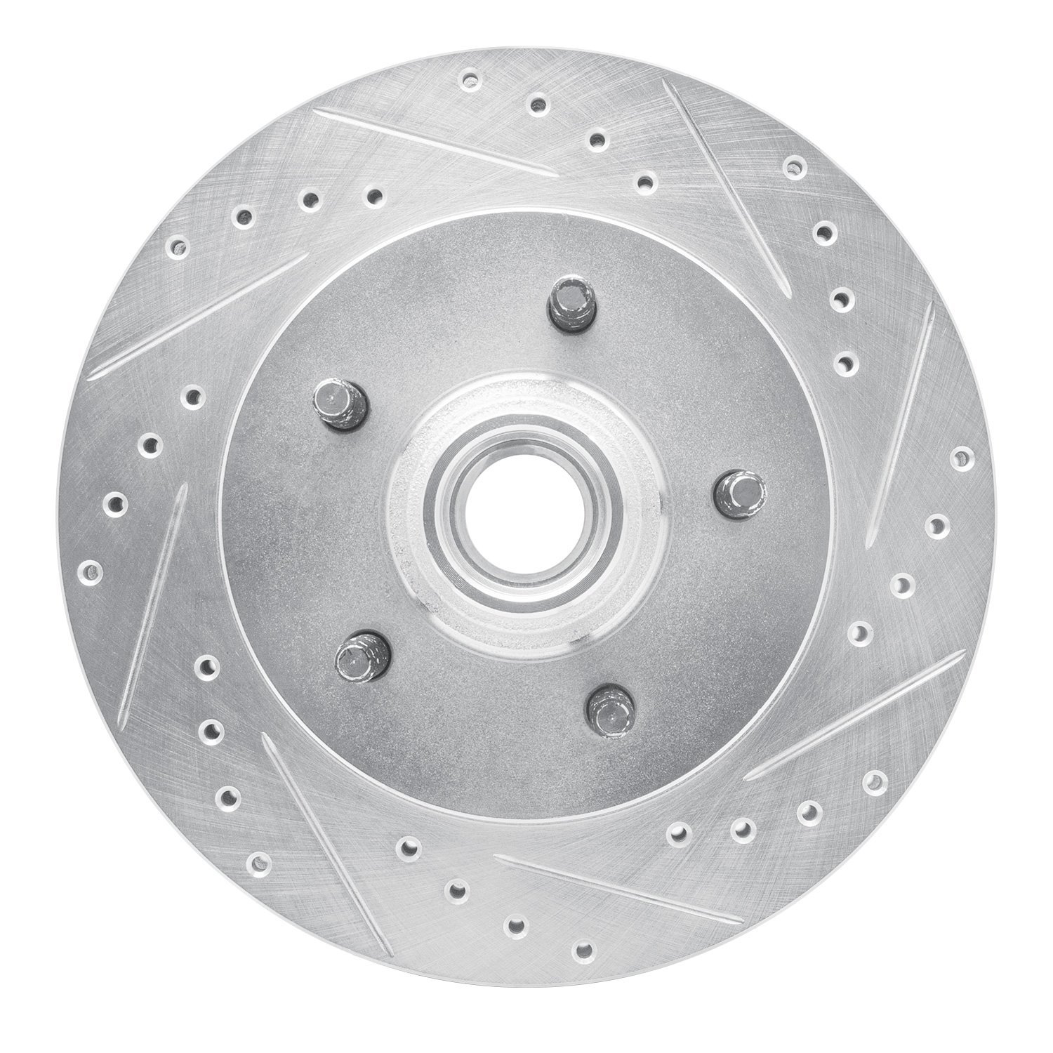 E-Line Drilled & Slotted Silver Brake Rotor, 1999-2004 Ford/Lincoln/Mercury/Mazda, Position: Front Right