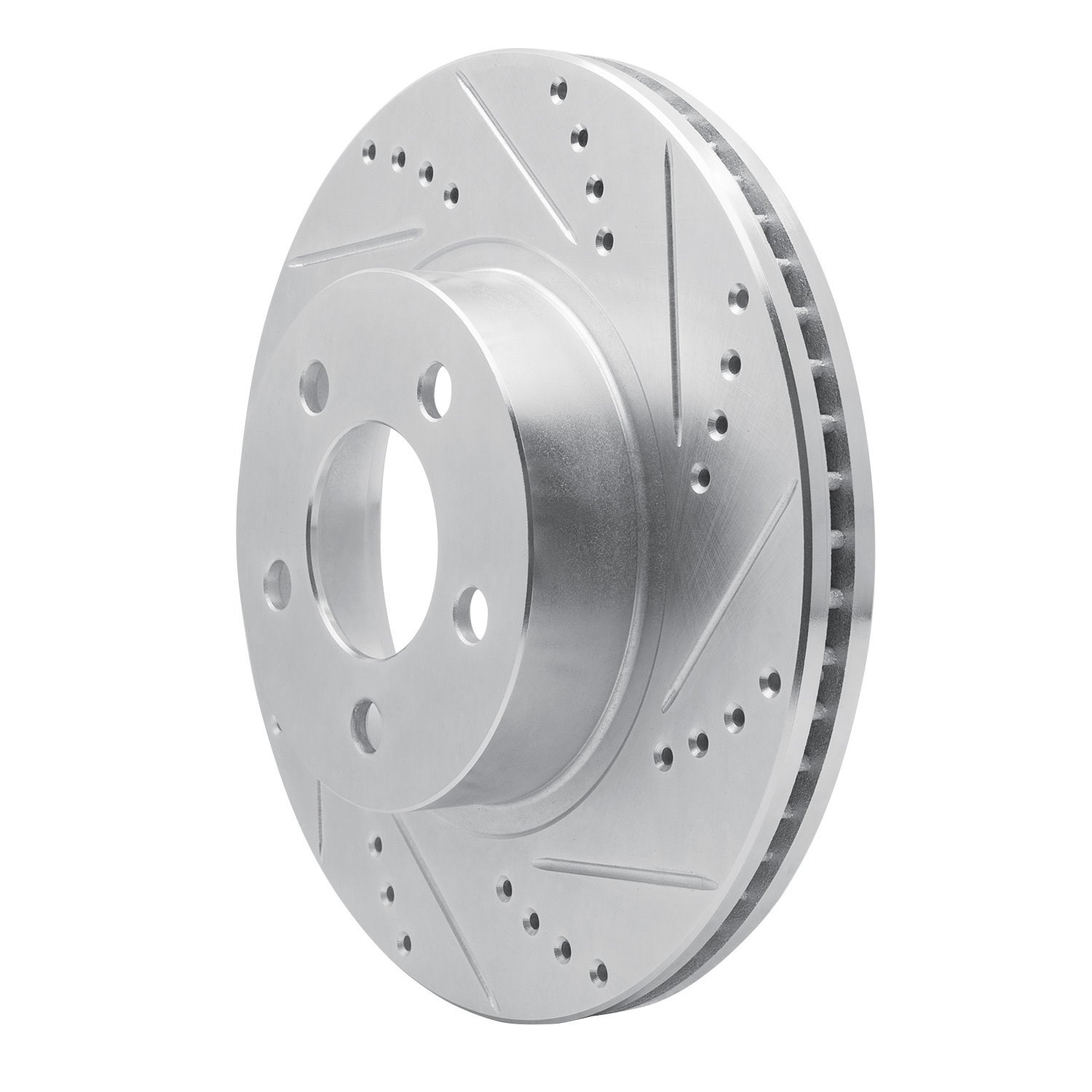 E-Line Drilled & Slotted Silver Brake Rotor, 2001-2011 Ford/Lincoln/Mercury/Mazda, Position: Front Right