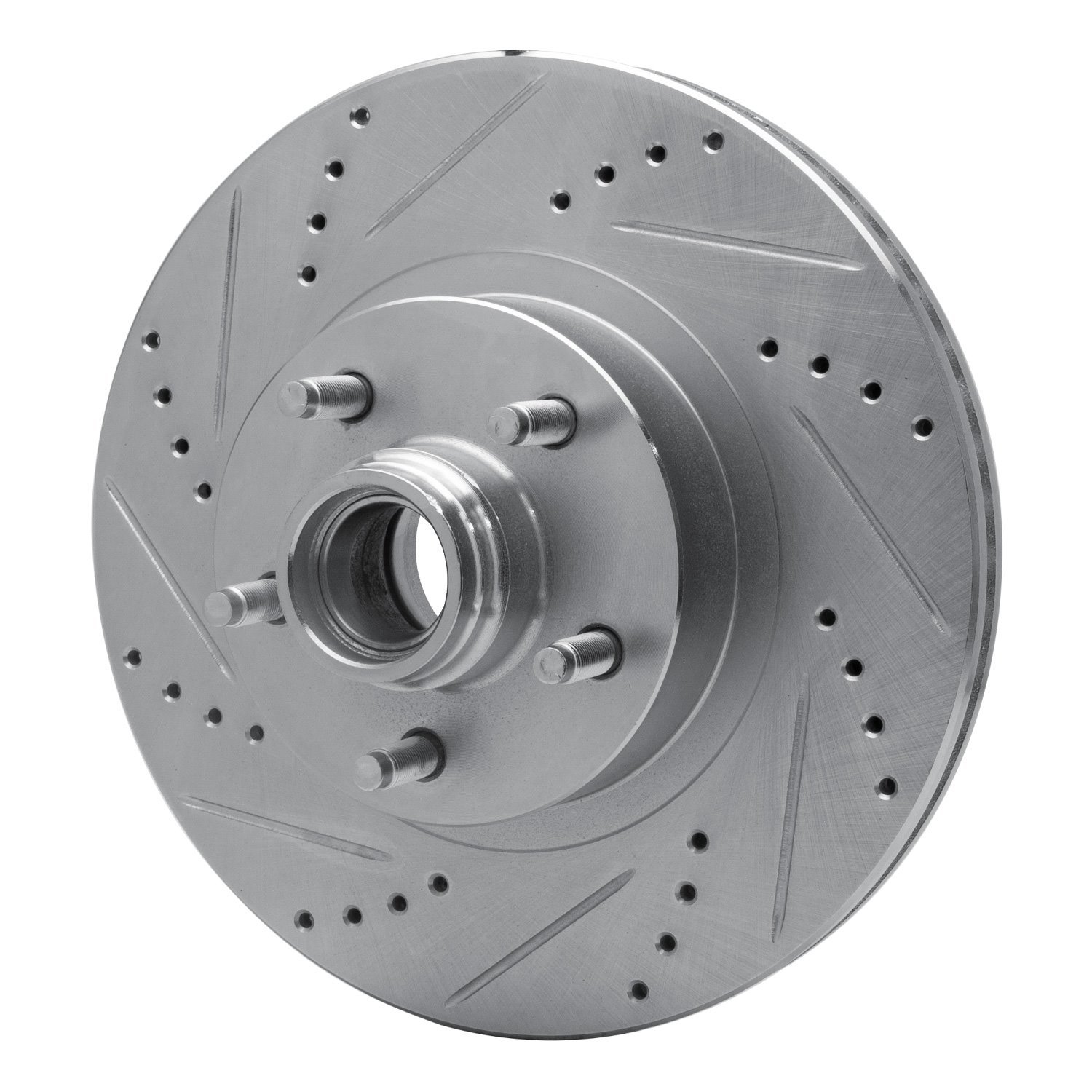 E-Line Drilled & Slotted Silver Brake Rotor, 2001-2005 Ford/Lincoln/Mercury/Mazda, Position: Front Left