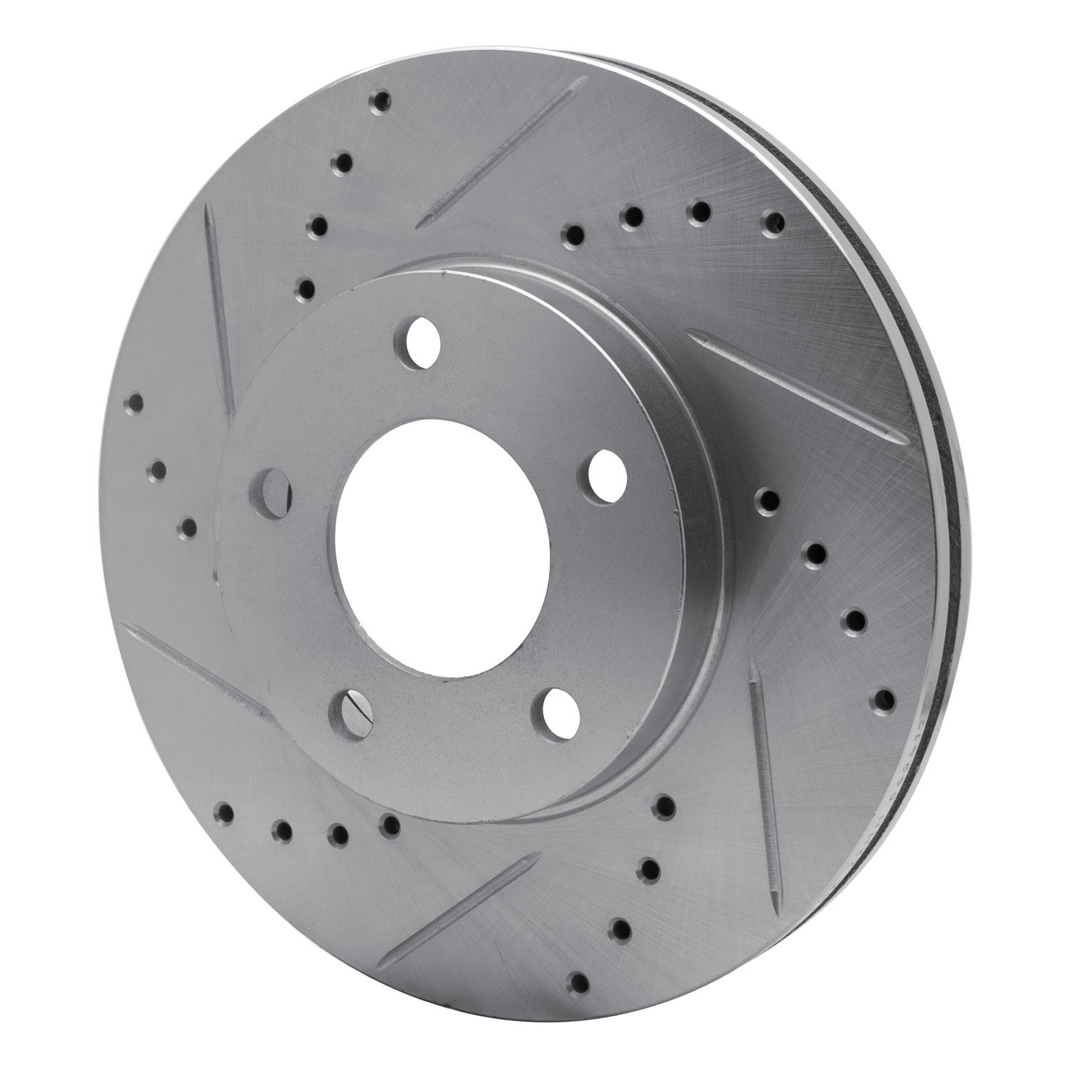 E-Line Drilled & Slotted Silver Brake Rotor, 2001-2007 Ford/Lincoln/Mercury/Mazda, Position: Front Left