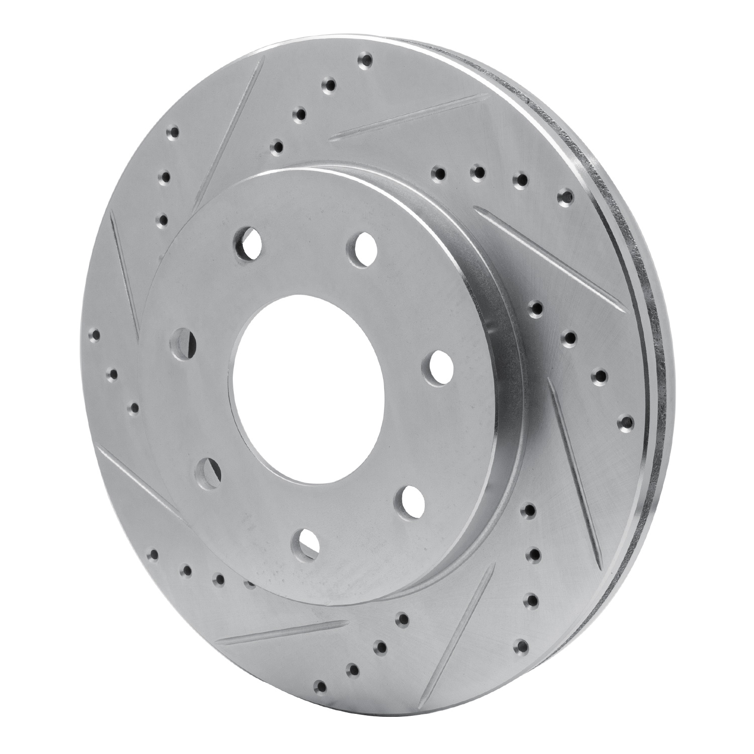 E-Line Drilled & Slotted Silver Brake Rotor, 2004-2008 Ford/Lincoln/Mercury/Mazda, Position: Front Left