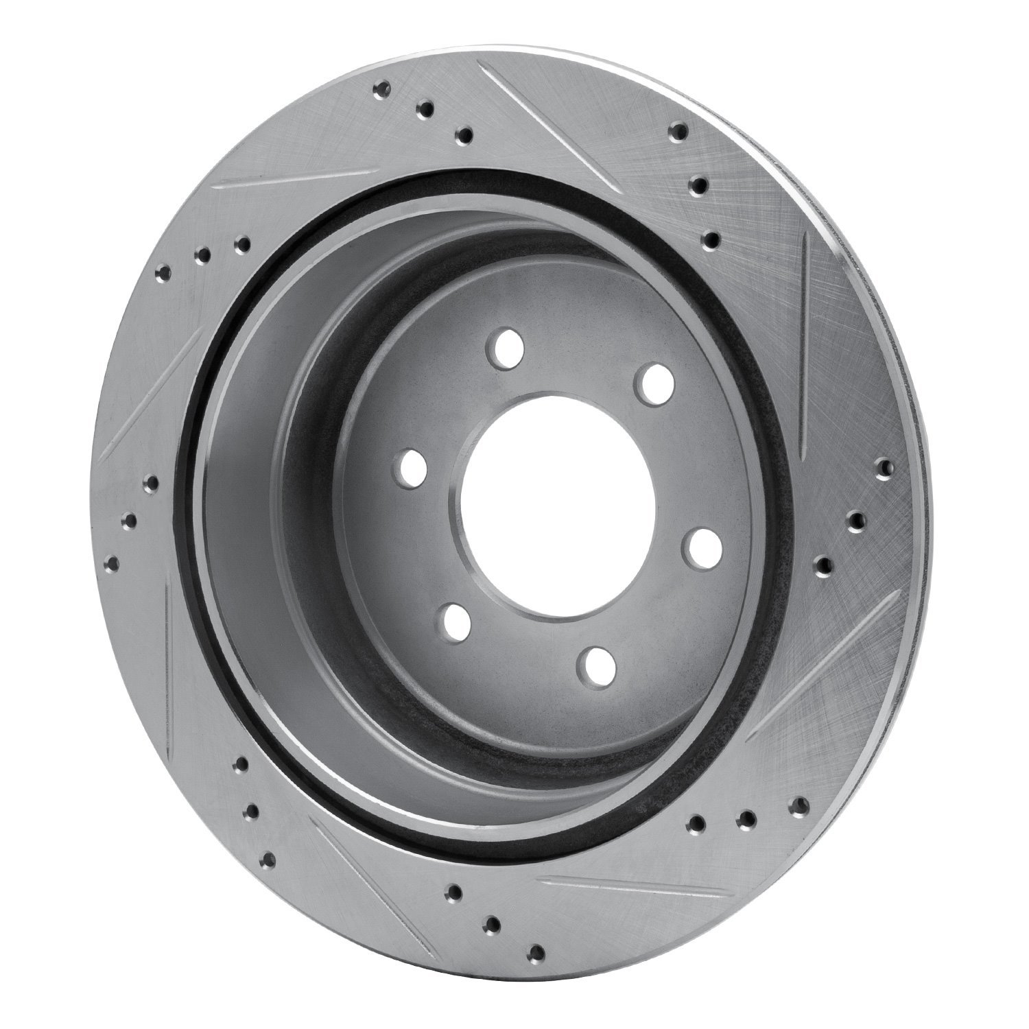 E-Line Drilled & Slotted Silver Brake Rotor, 2004-2011 Ford/Lincoln/Mercury/Mazda, Position: Rear Left