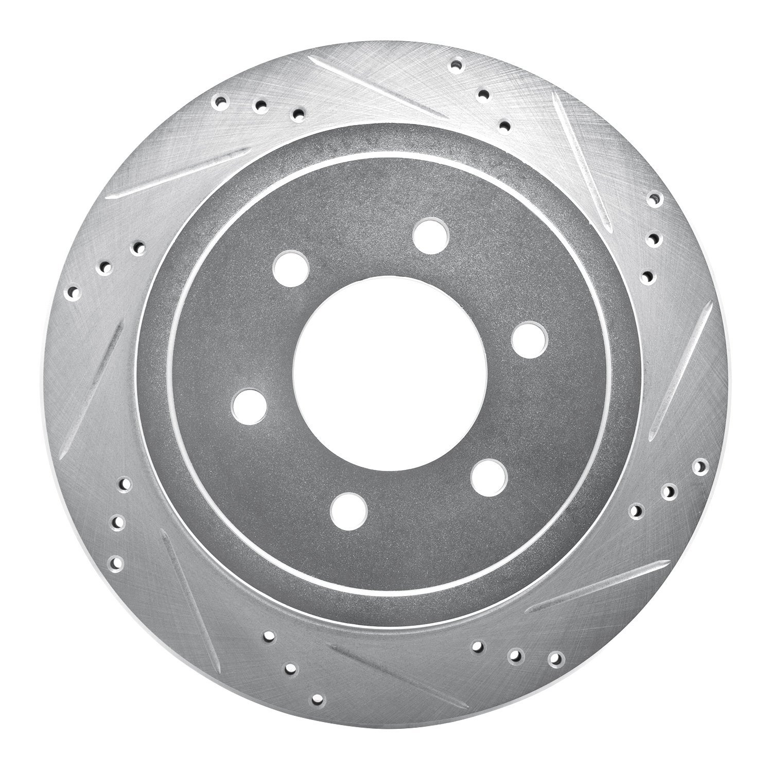 E-Line Drilled & Slotted Silver Brake Rotor, 2004-2011 Ford/Lincoln/Mercury/Mazda, Position: Rear Right