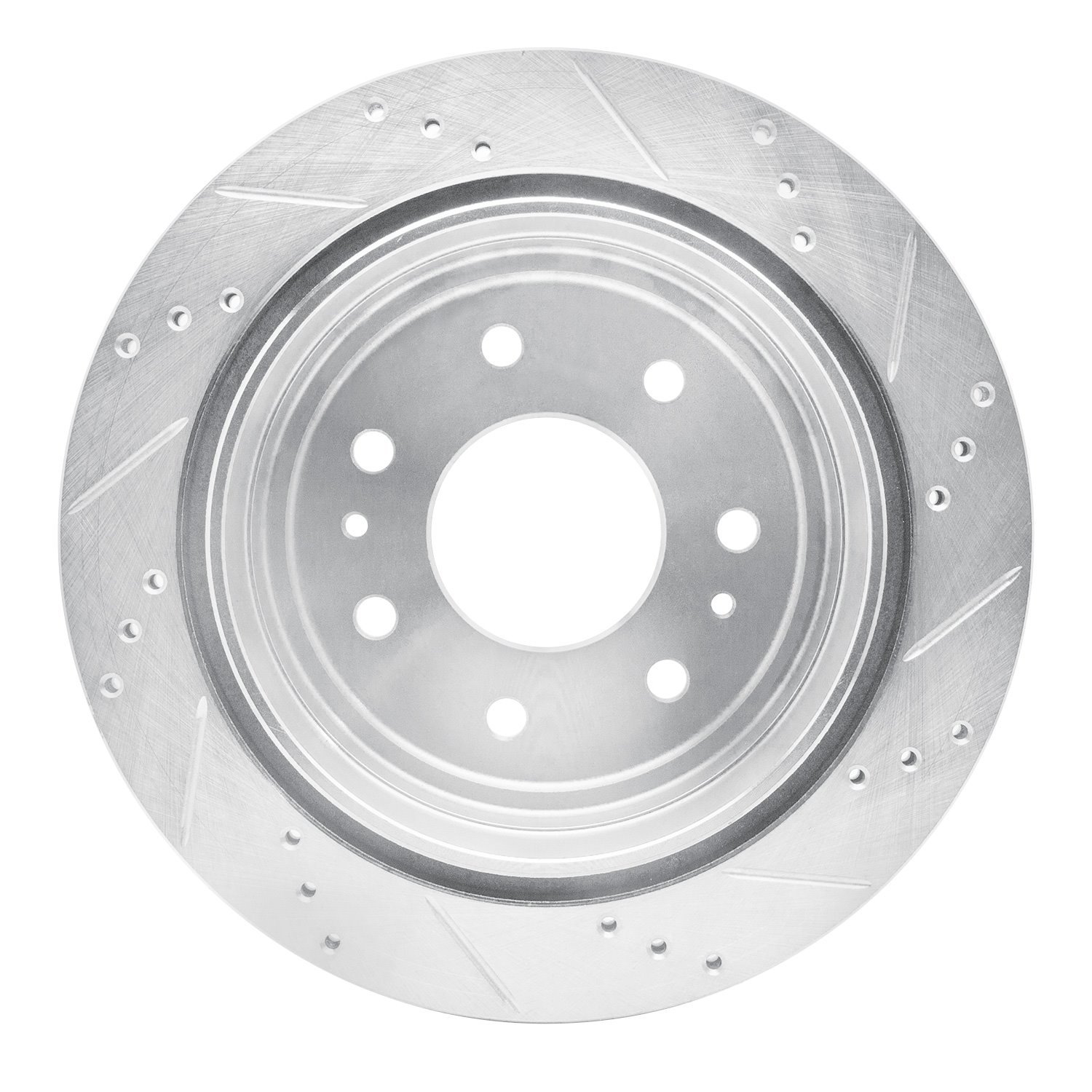 E-Line Drilled & Slotted Silver Brake Rotor, 2004-2011 Ford/Lincoln/Mercury/Mazda, Position: Rear Left