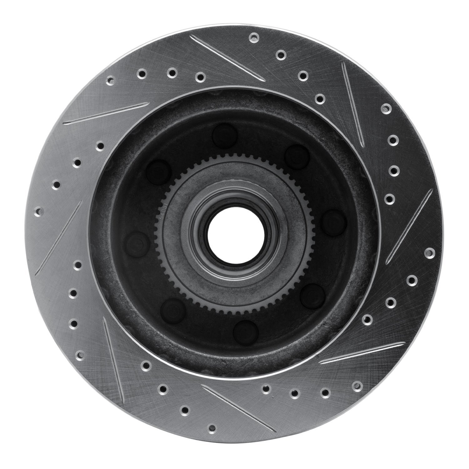 E-Line Drilled & Slotted Silver Brake Rotor, 2003-2005 Ford/Lincoln/Mercury/Mazda, Position: Front Left