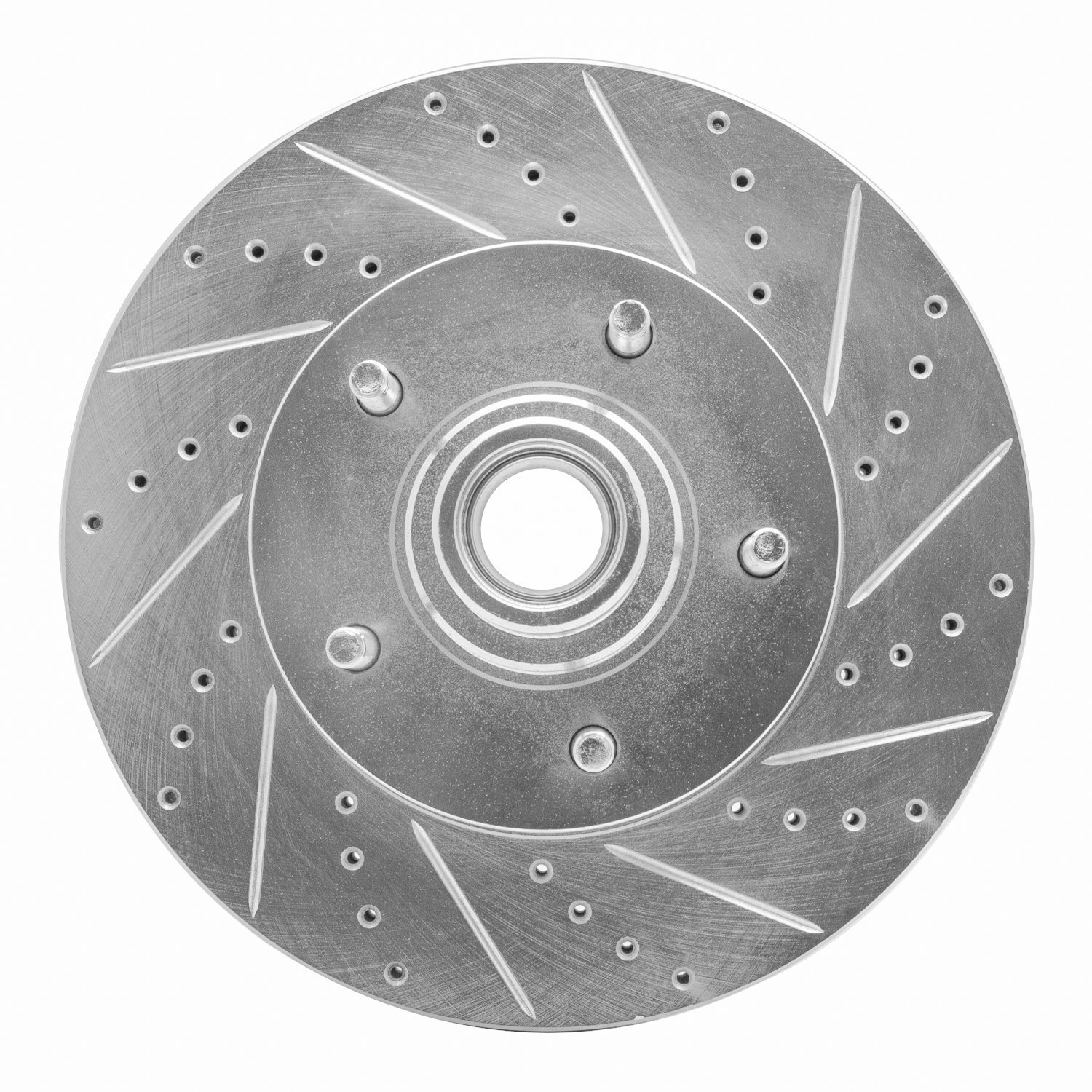 E-Line Drilled & Slotted Silver Brake Rotor, 2004-2006 Ford/Lincoln/Mercury/Mazda, Position: Front Right