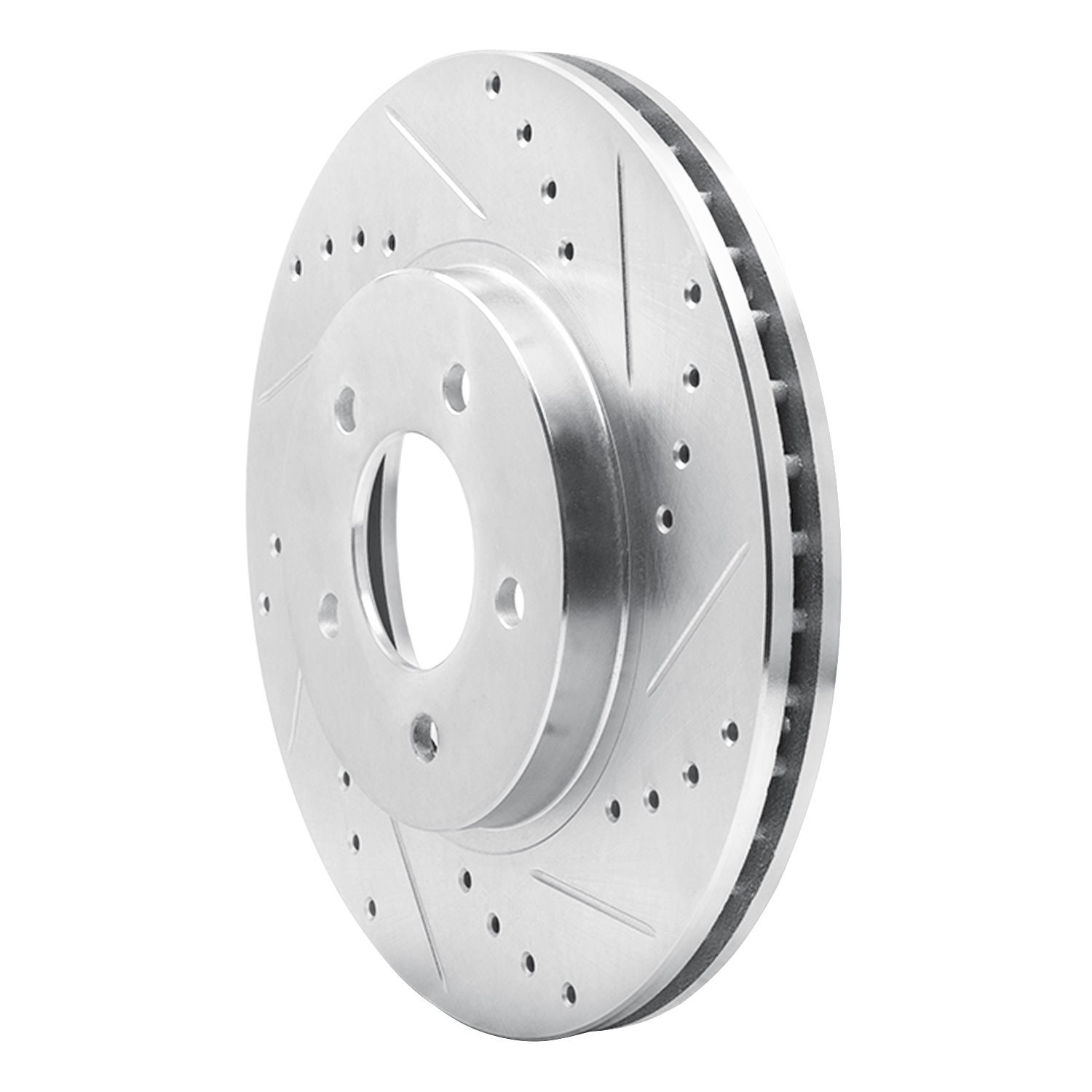 E-Line Drilled & Slotted Silver Brake Rotor, 2005-2012 Ford/Lincoln/Mercury/Mazda, Position: Front Right